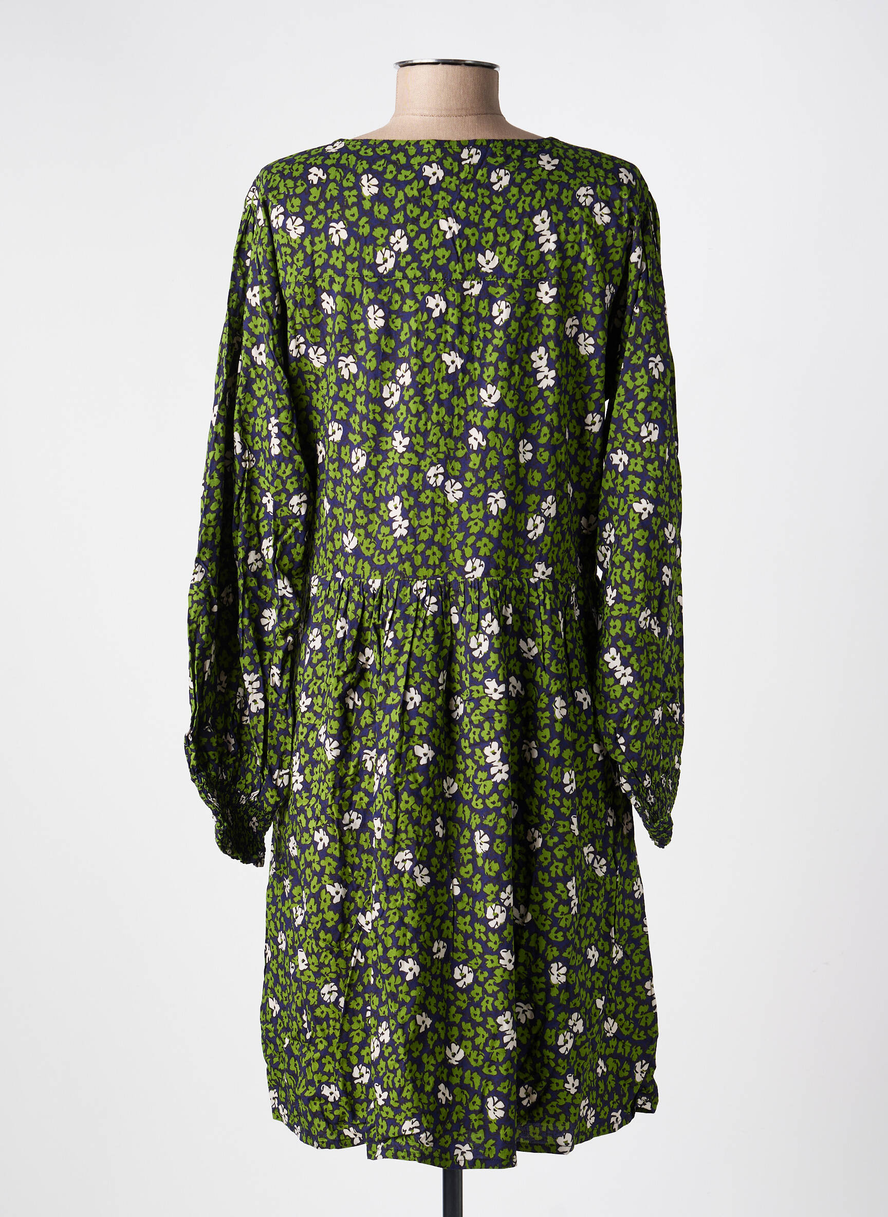 Rochie midi imprimeu fantezie mâneci lungi verde PRINCESSE NOMADE femeie