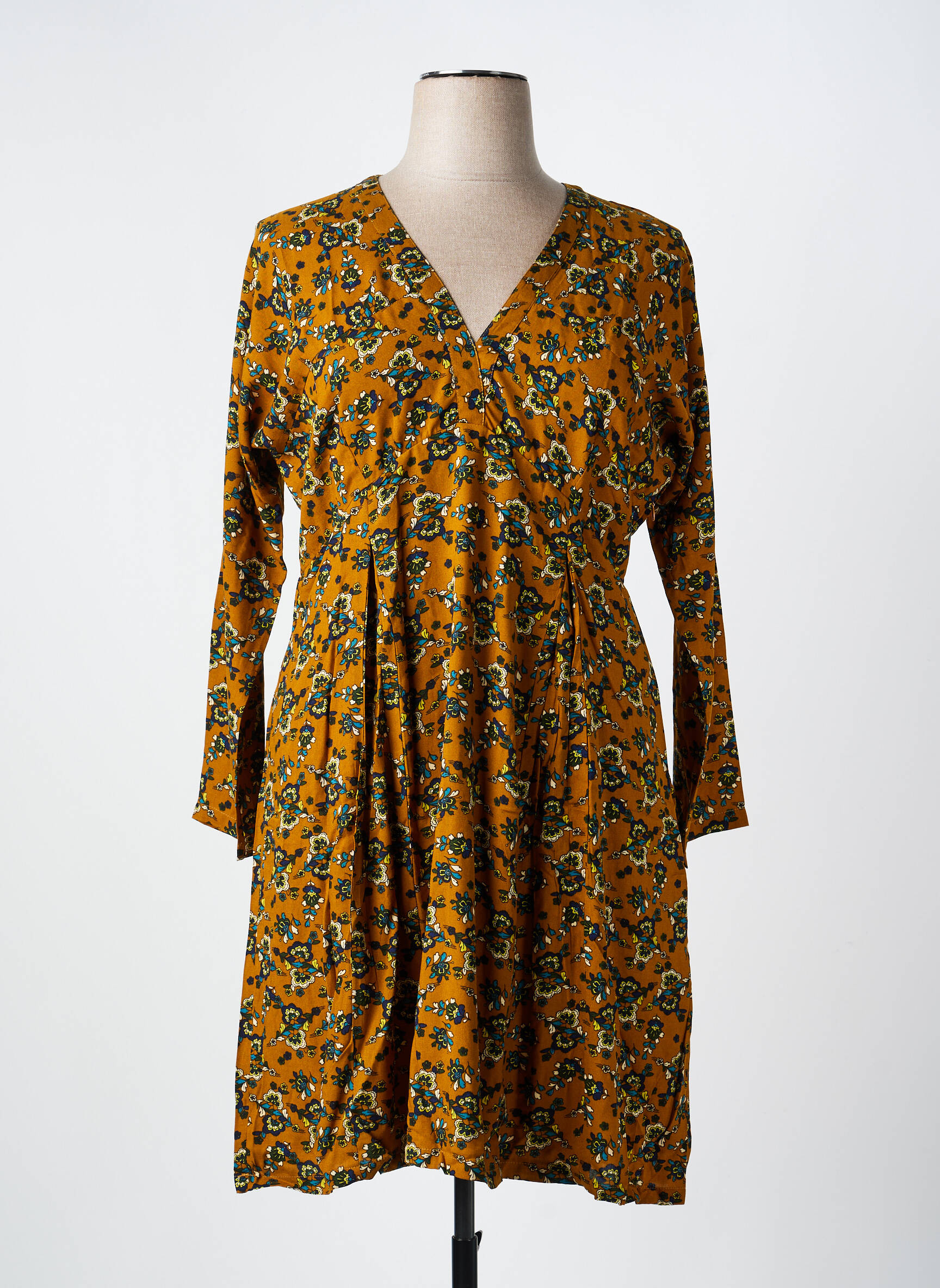 Rochie midi imprimeu fantezie mâneci lungi galben LA FIANCÉE femeie