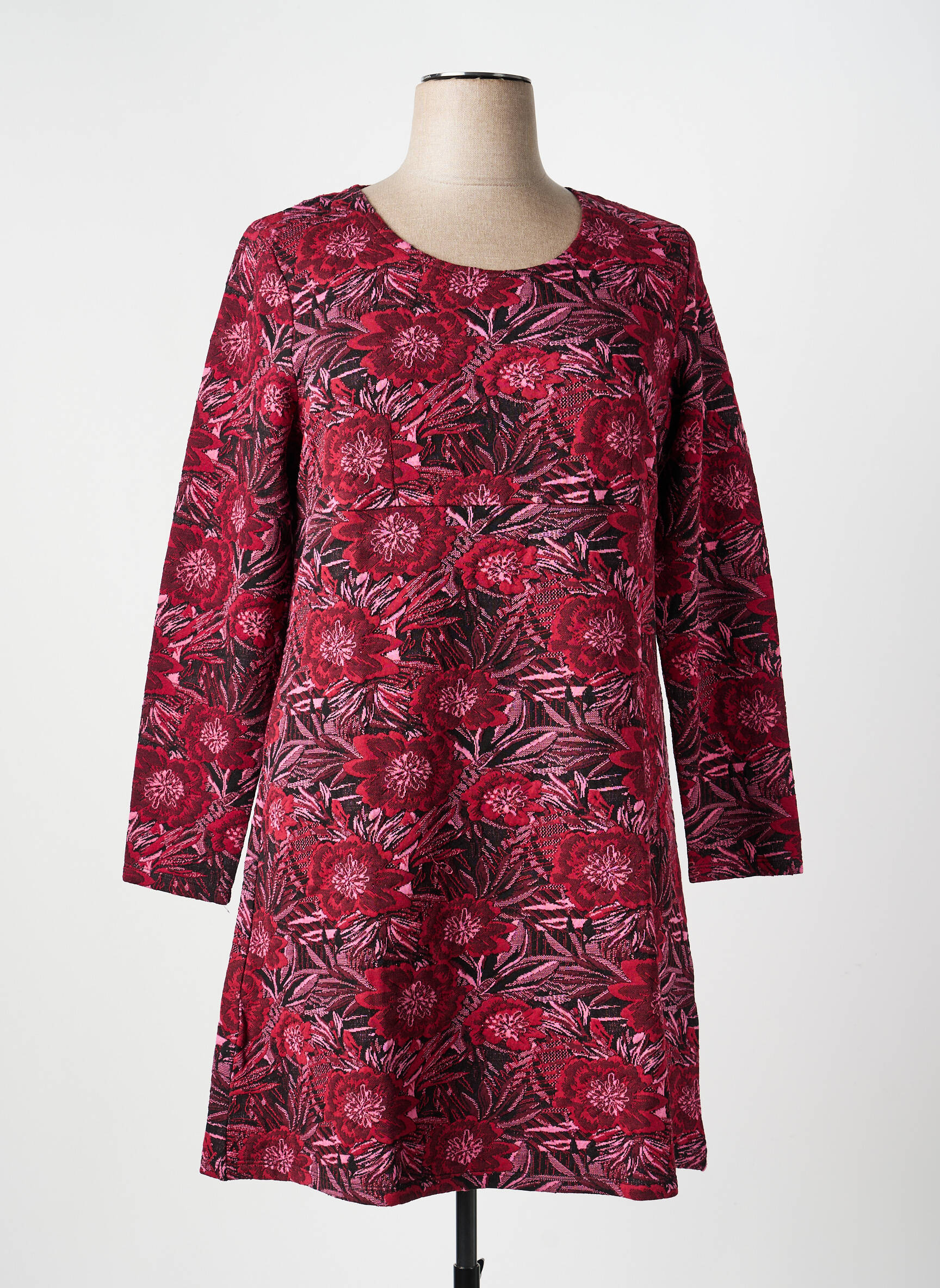 Rochie midi imprimeu fantezie mâneci lungi roz LA FIANCÉE femeie