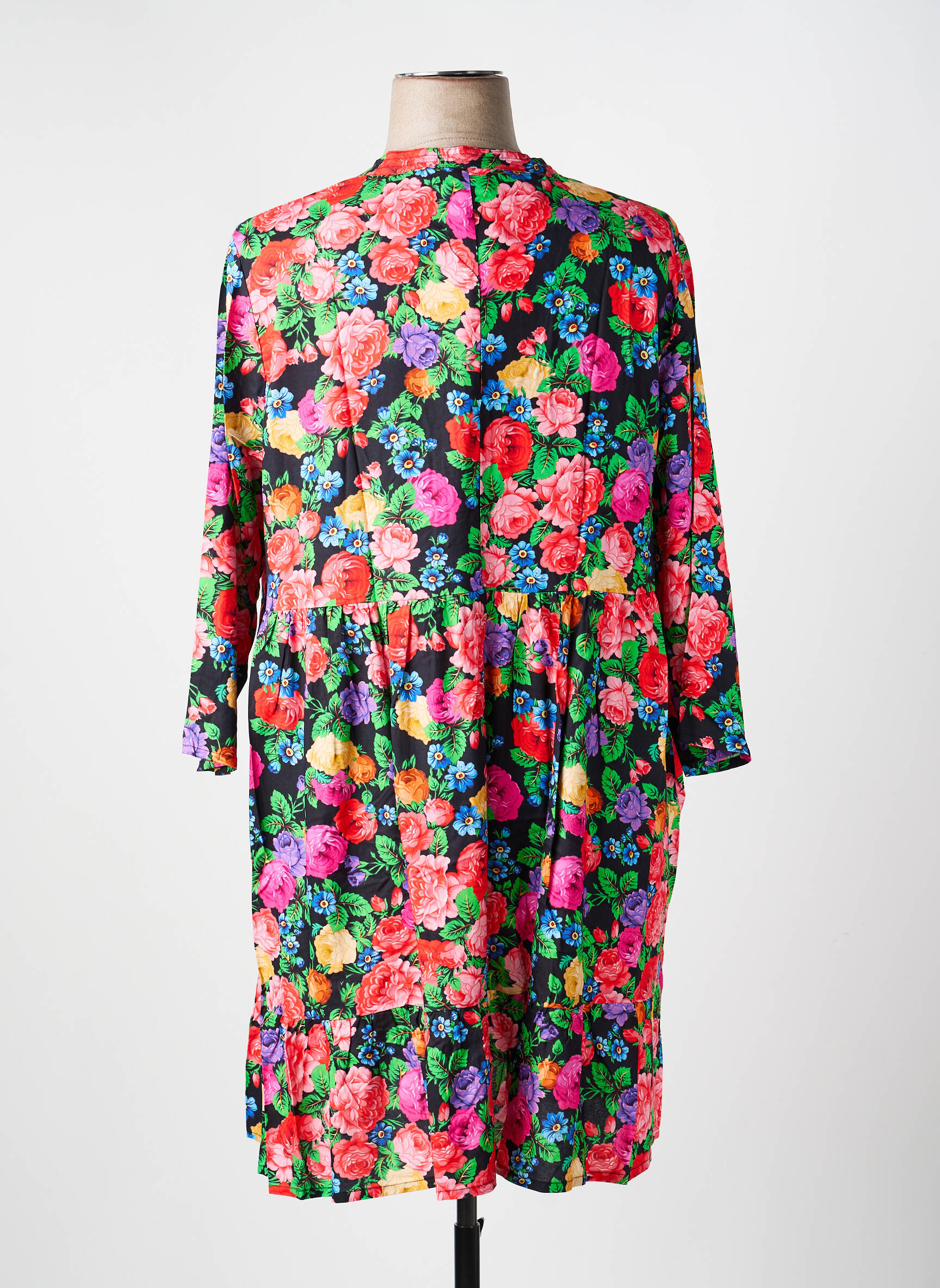 Rochie midi imprimeu floral mâneci 3/4 negru LA FIANCÉE femeie