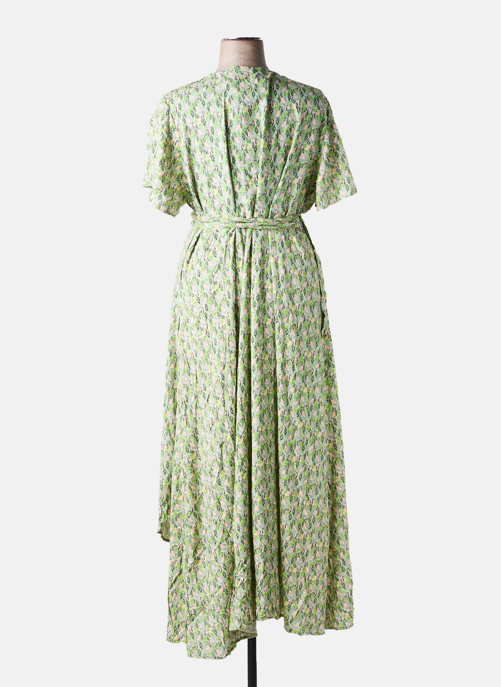 Rochie midi imprimeu fantezie mâneci scurte verde LA FIANCÉE femeie