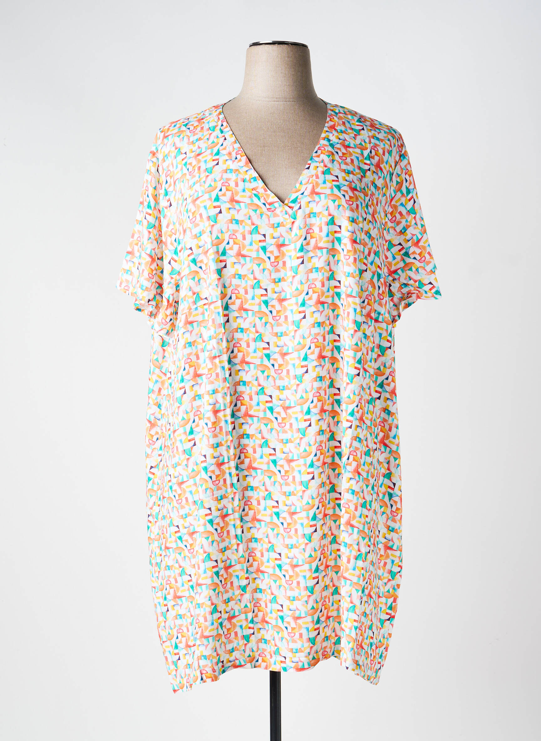 Rochie midi imprimeu fantezie mâneci scurte alb LA FIANCÉE femeie