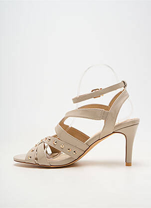 Sandale/pantofi decupați material neted toc de 7 la 9 cm bej HEINE femeie