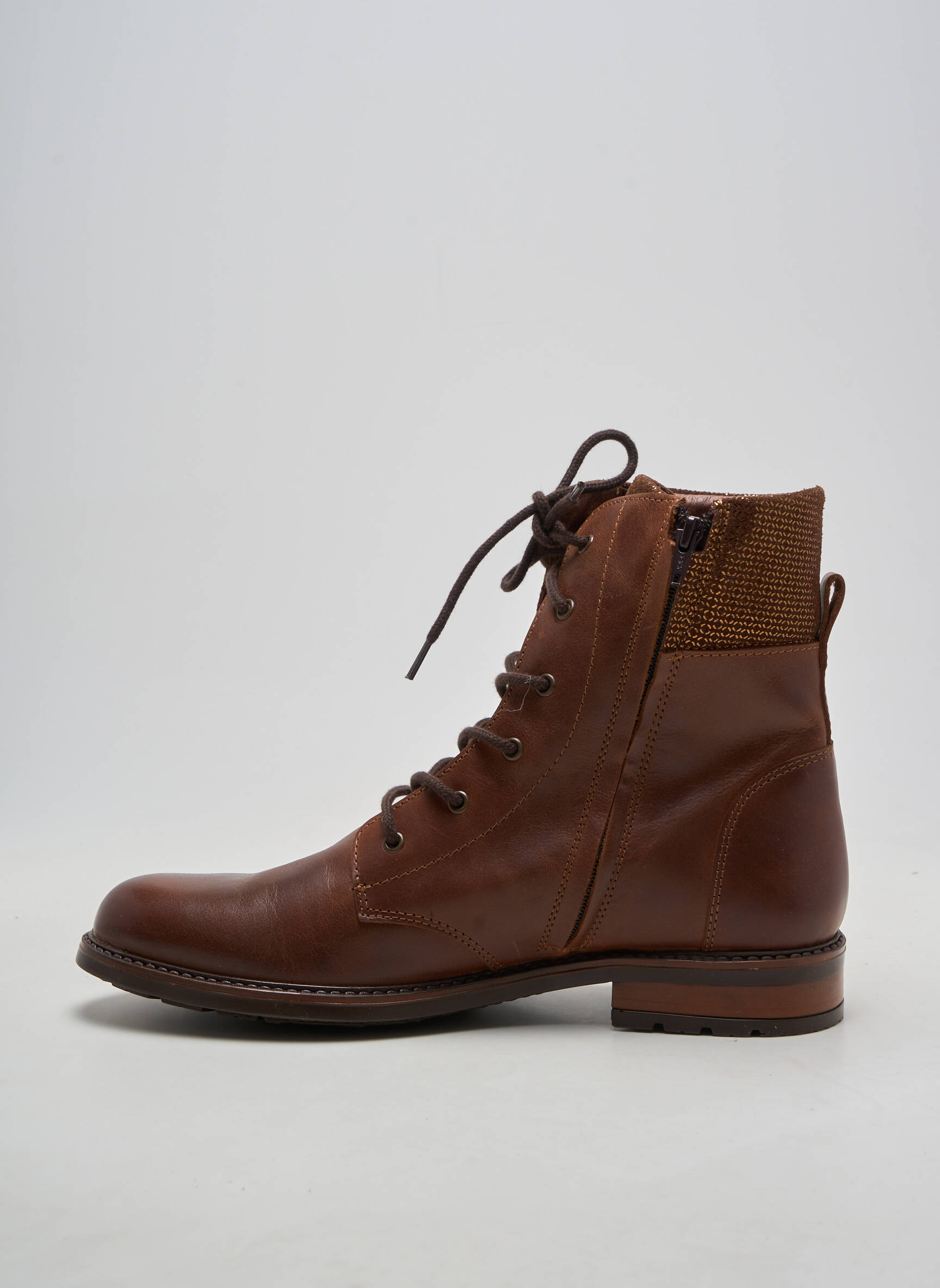 Botine/ghete material neted toc plat până la 3 cm maro BELLAMY femeie
