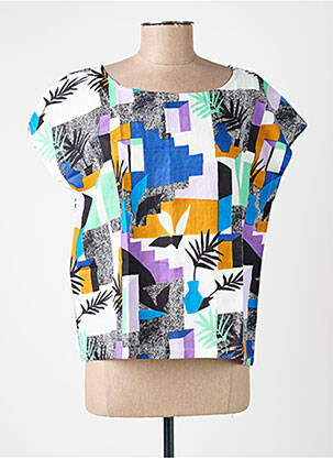 Tricou imprimeu fantezie mâneci scurte albastru LA FIANCÉE femeie