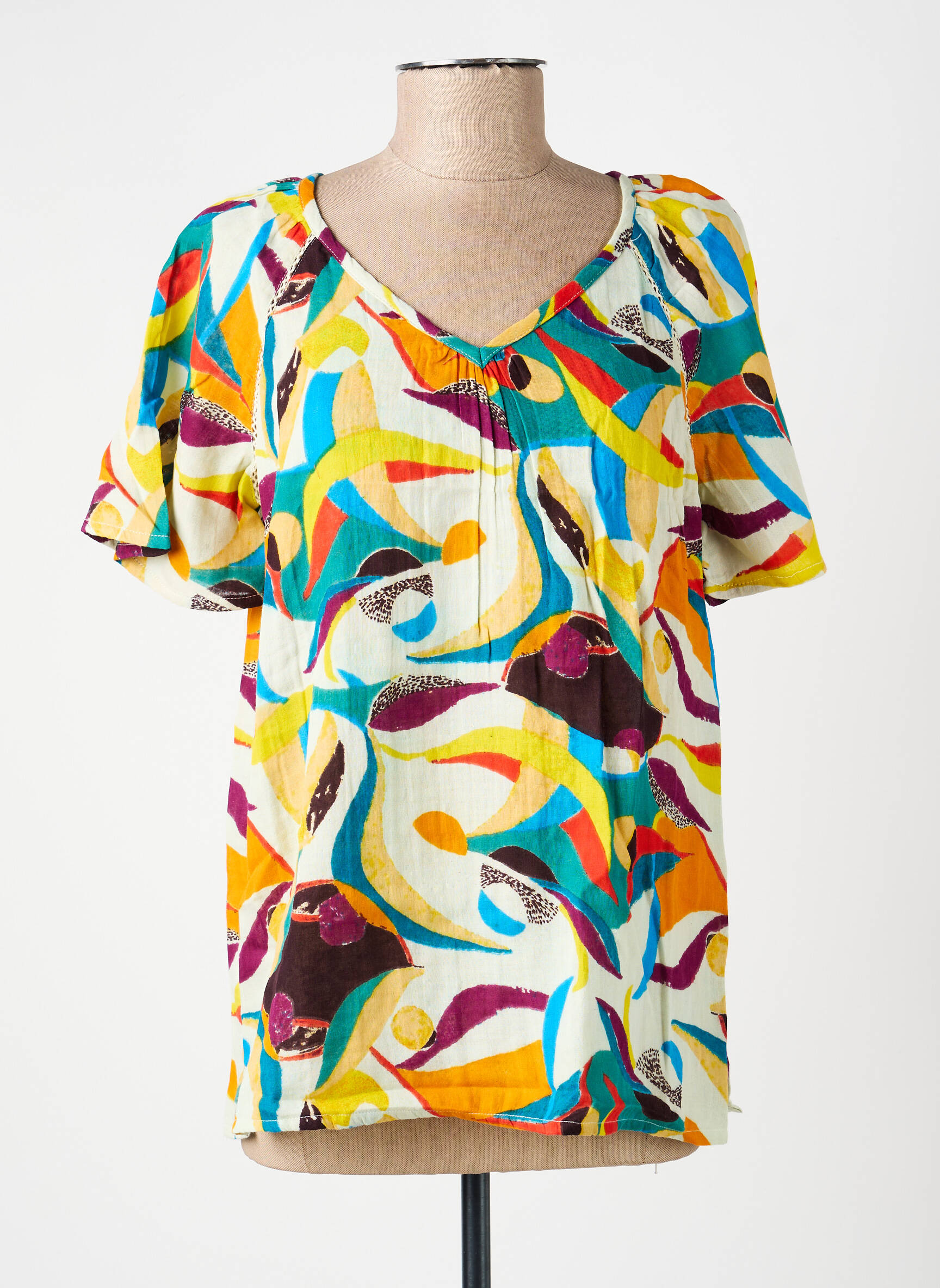 Tricou imprimeu fantezie mâneci scurte galben LA FIANCÉE femeie