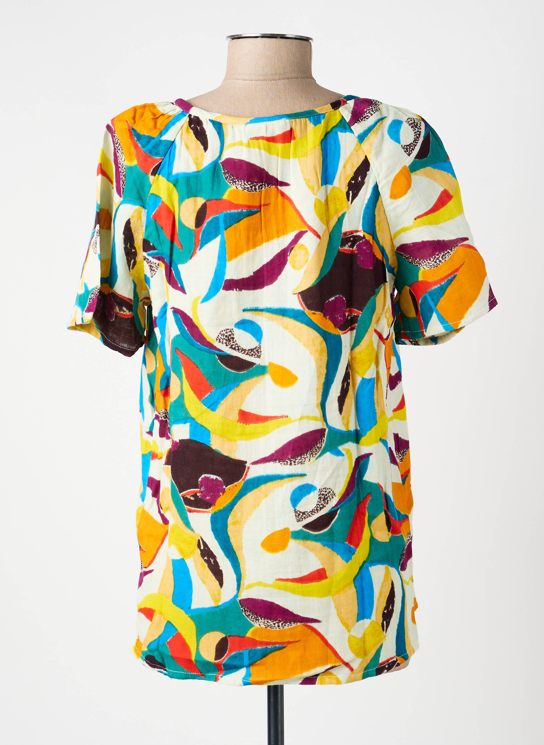 Tricou imprimeu fantezie mâneci scurte galben LA FIANCÉE femeie