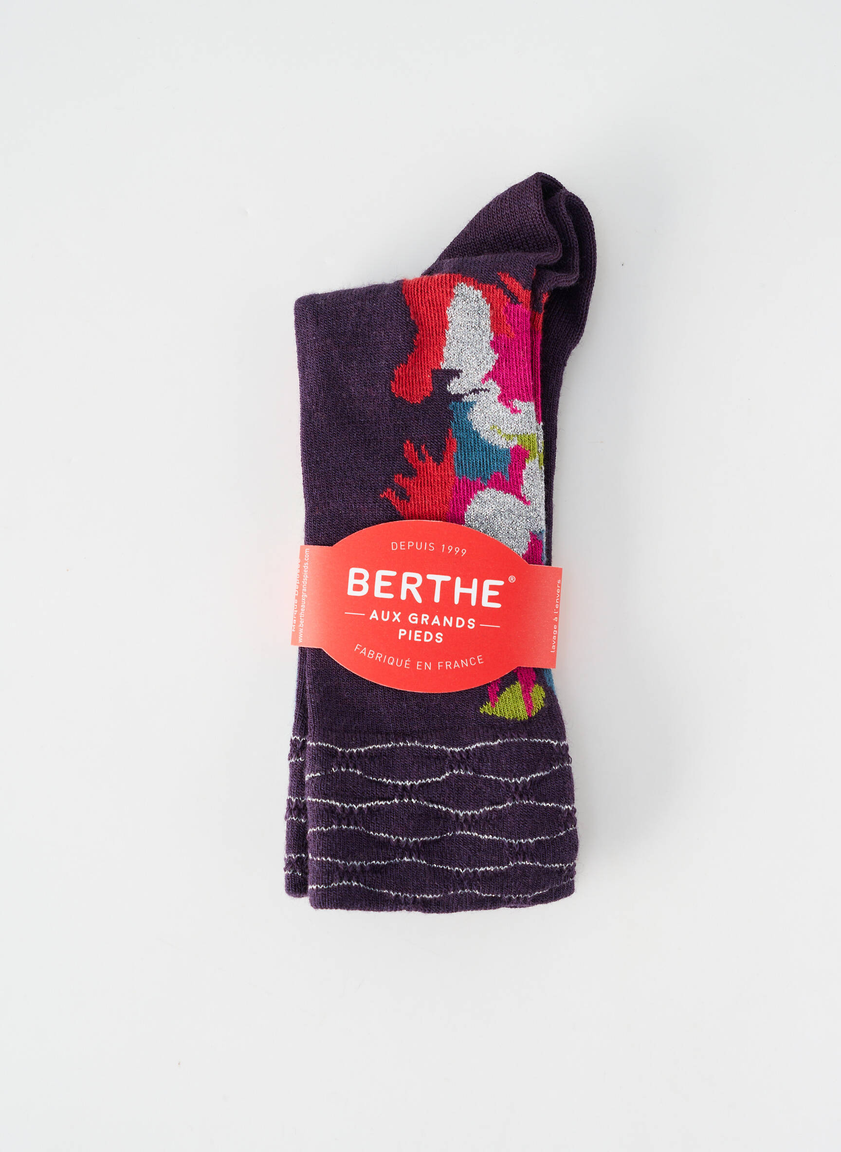 Șosete imprimeu fantezie violet BERTHE AUX GRANDS PIEDS femeie