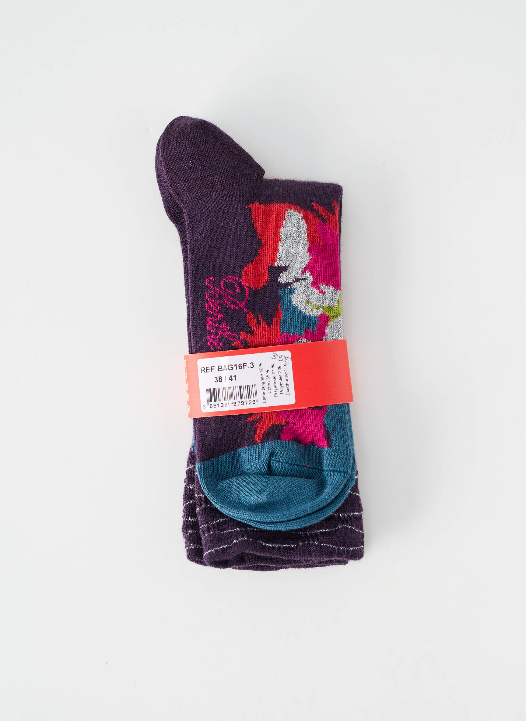 Șosete imprimeu fantezie violet BERTHE AUX GRANDS PIEDS femeie