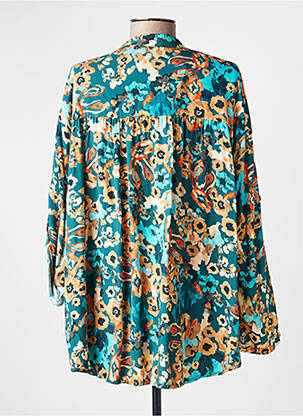 Bluză imprimeu floral mâneci lungi verde COULEURS DU TEMPS femeie