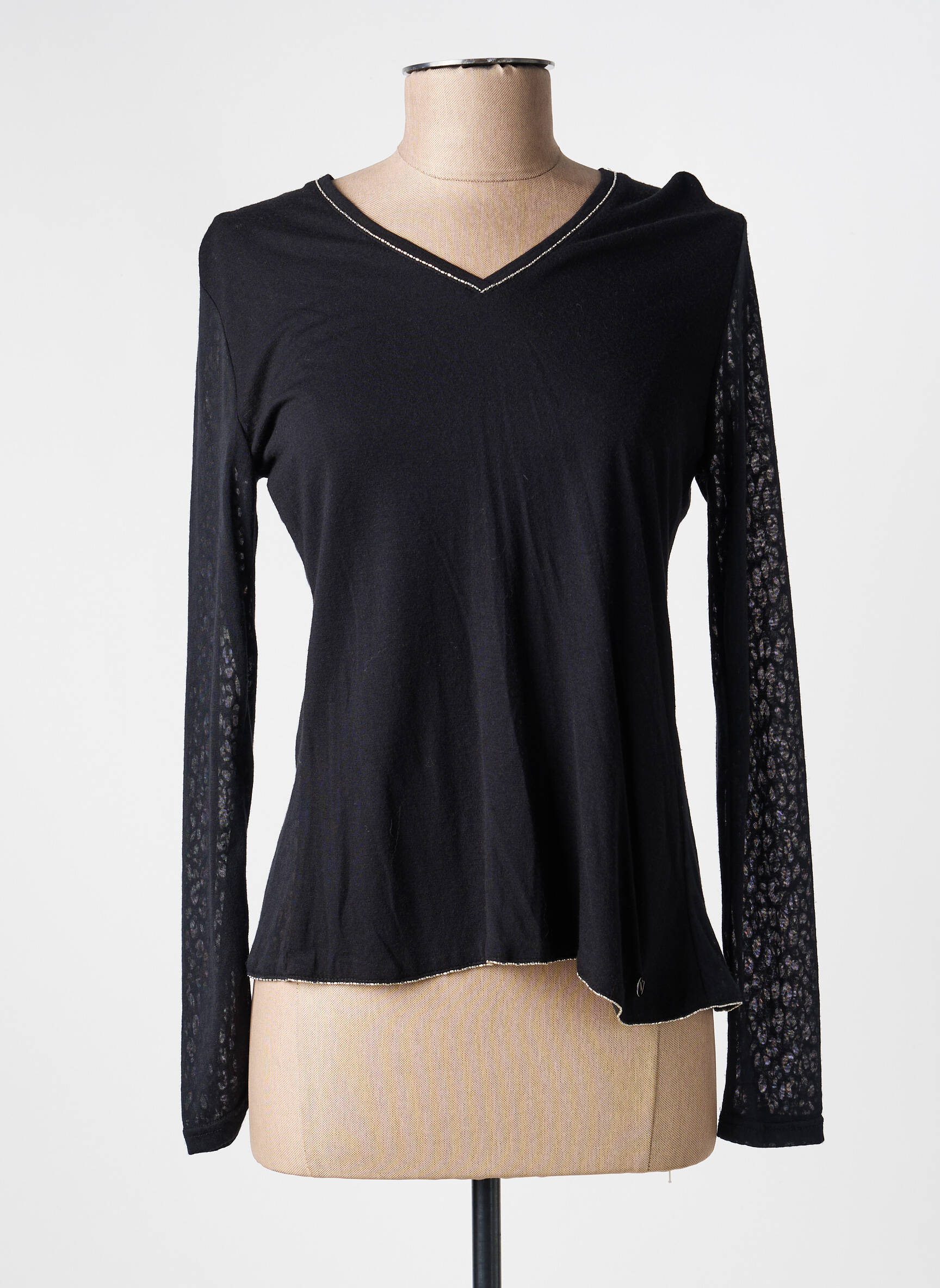 Top țesătură jersey mâneci lungi negru VOODOO femeie