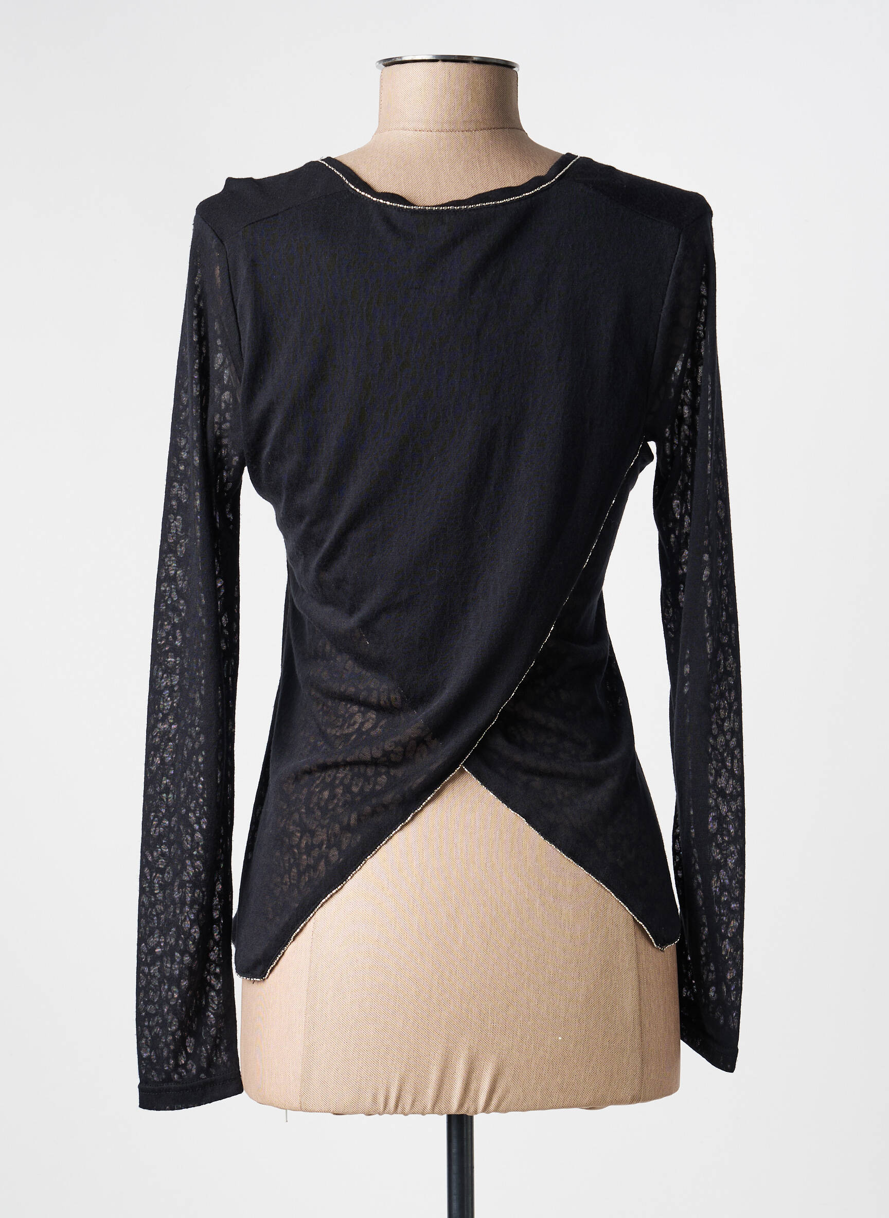 Top țesătură jersey mâneci lungi negru VOODOO femeie