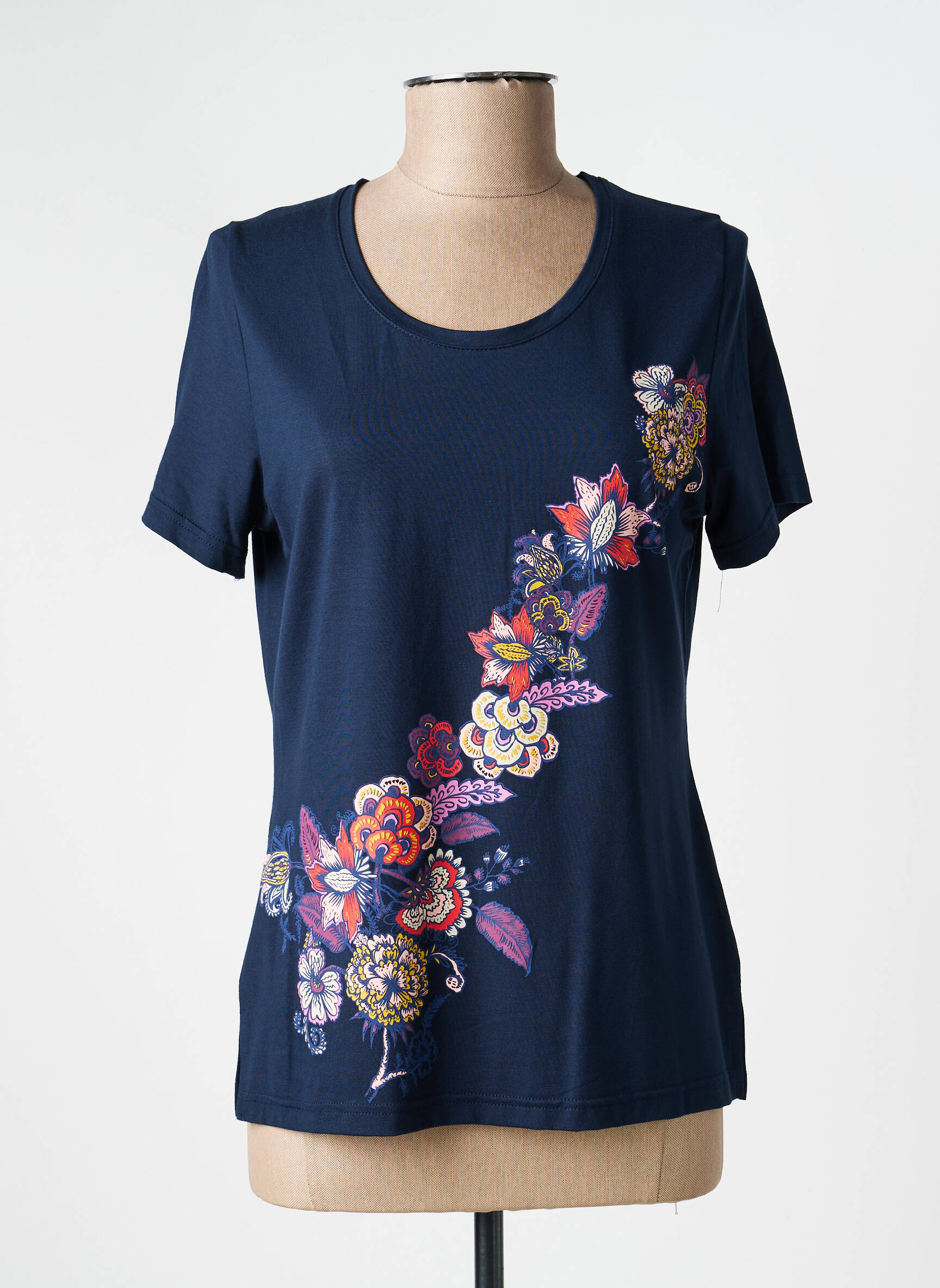Tricou croială dreaptă mâneci scurte albastru MERI & ESCA femeie