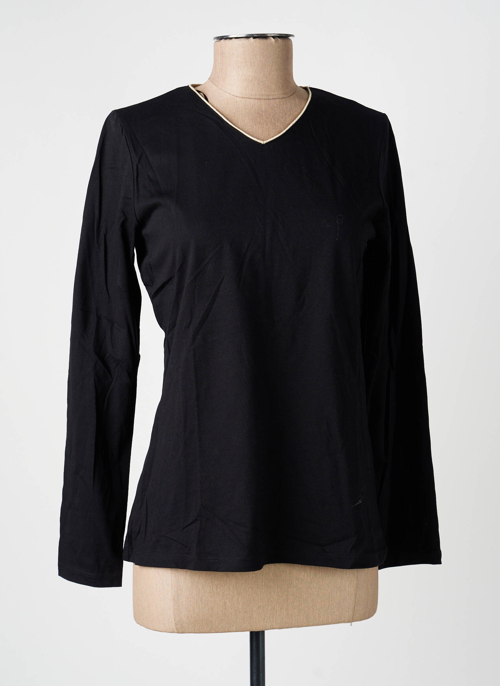 Top țesătură jersey mâneci lungi negru JULIE GUERLANDE femeie