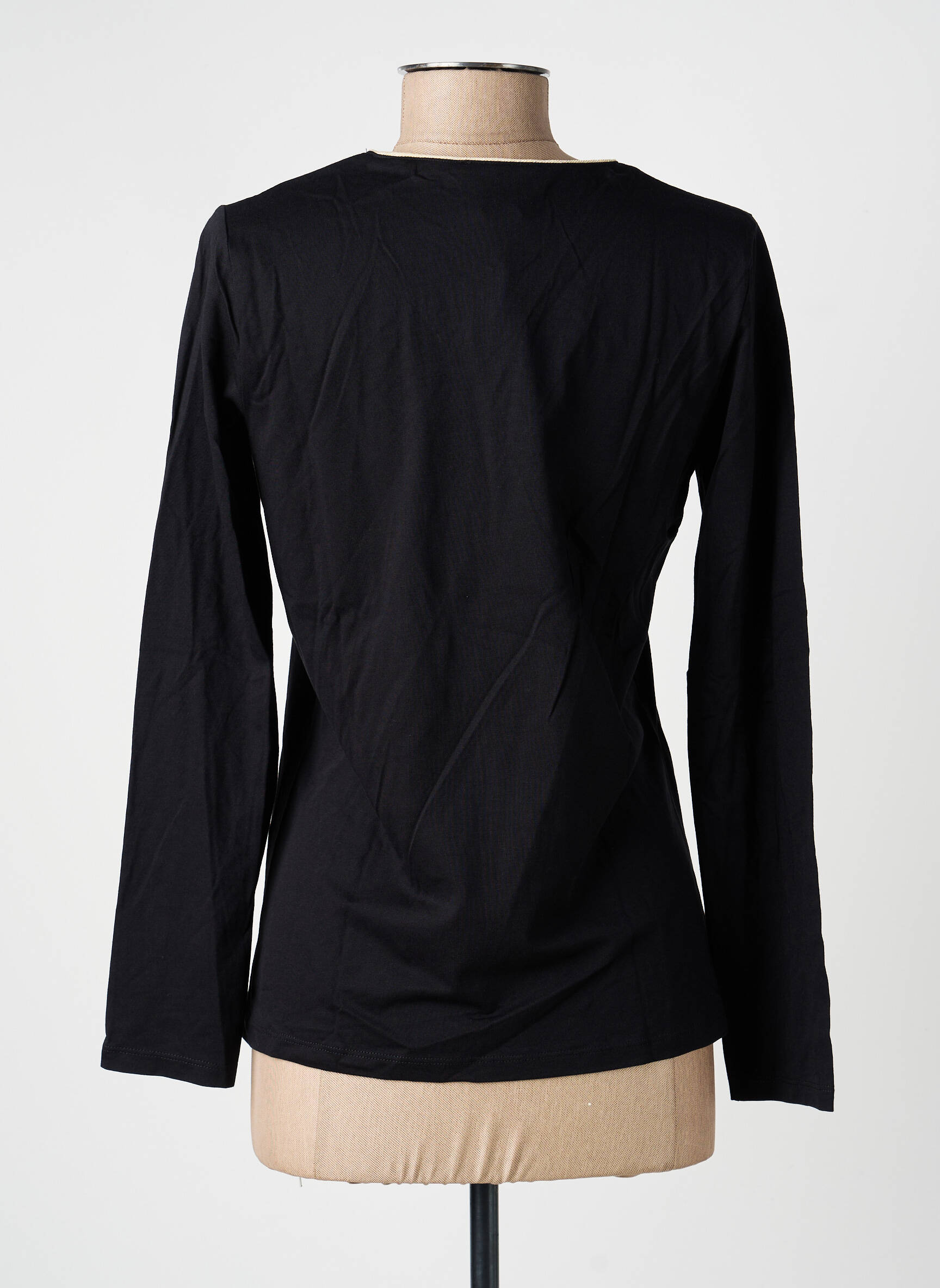 Top țesătură jersey mâneci lungi negru JULIE GUERLANDE femeie