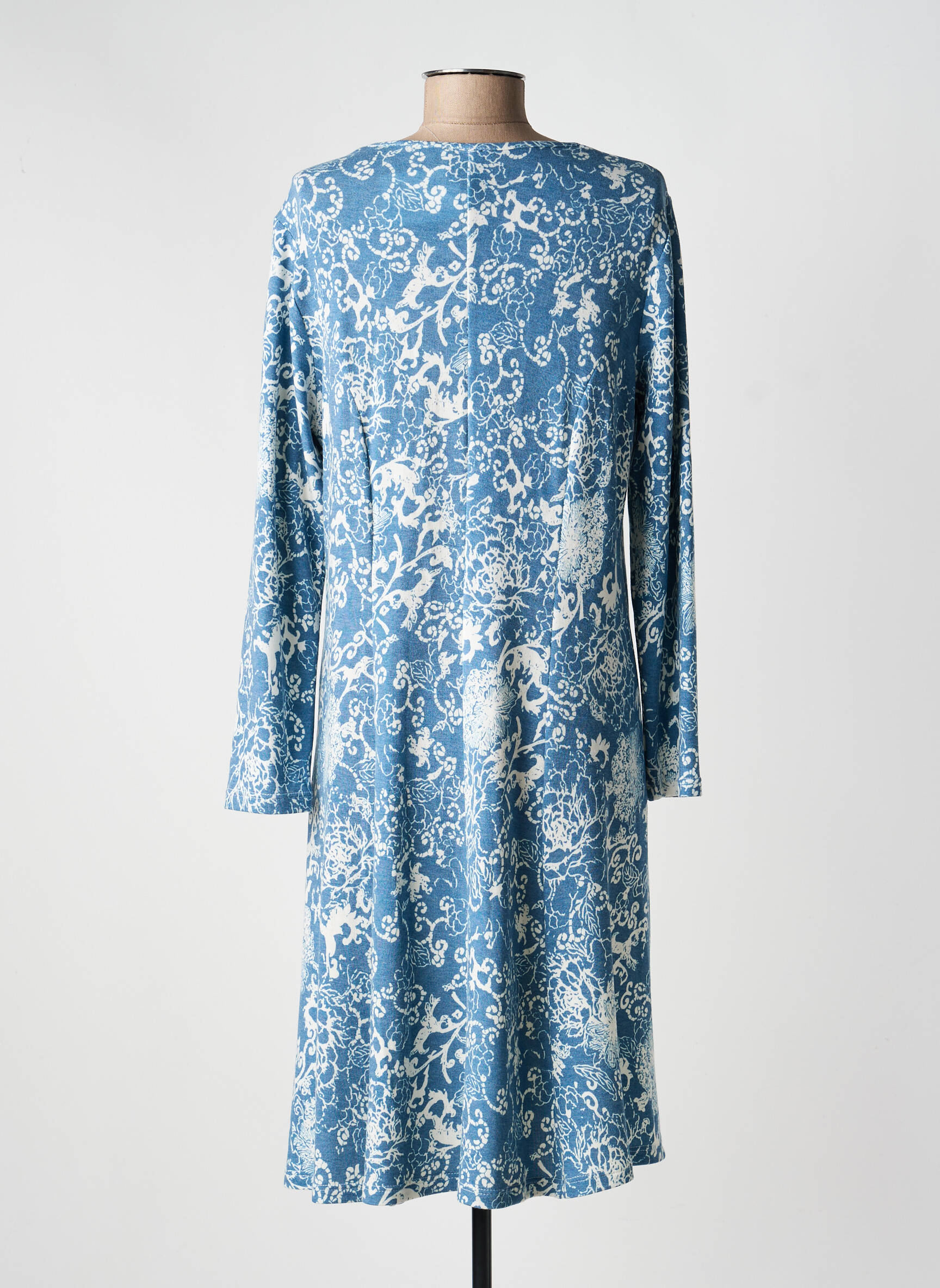 Rochie midi croială fluidă mâneci lungi albastru GUY DUBOUIS femeie