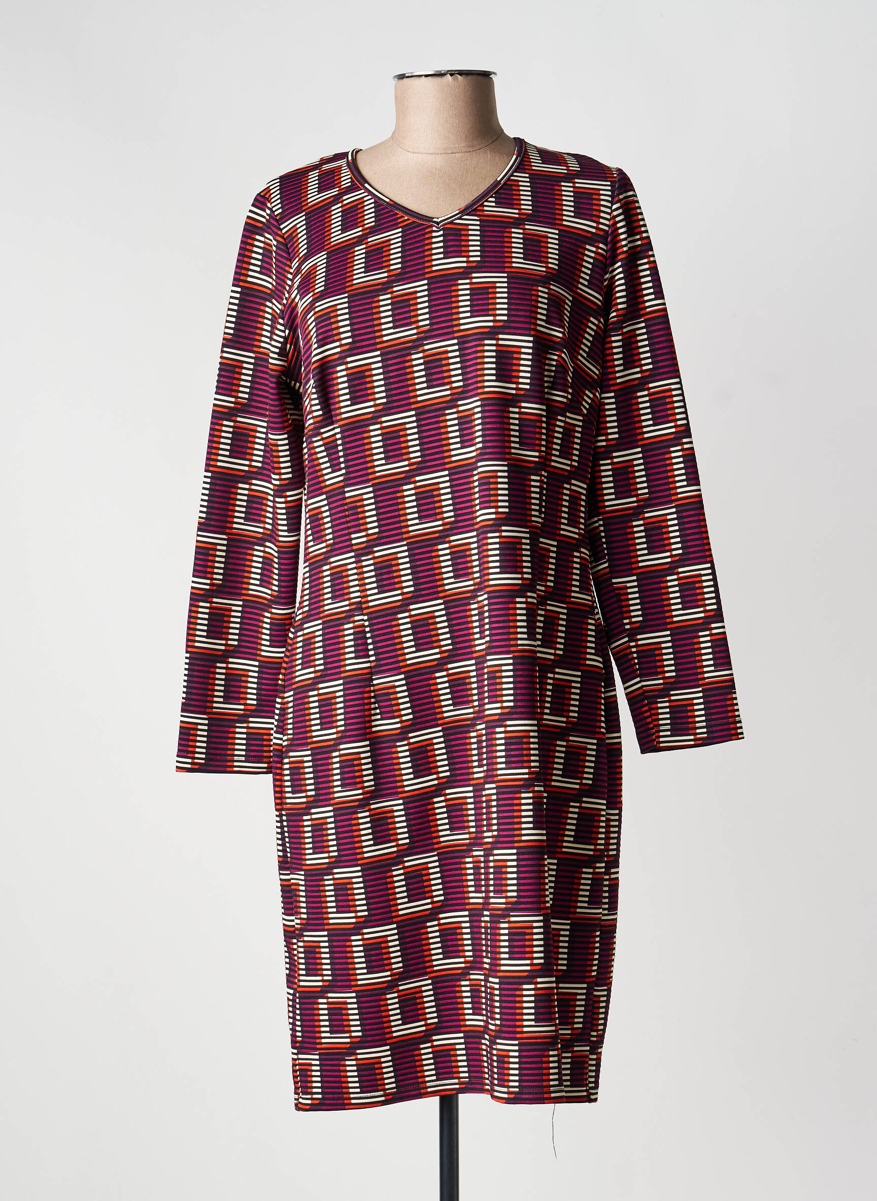 Rochie midi imprimeu fantezie mâneci lungi violet MERI & ESCA femeie