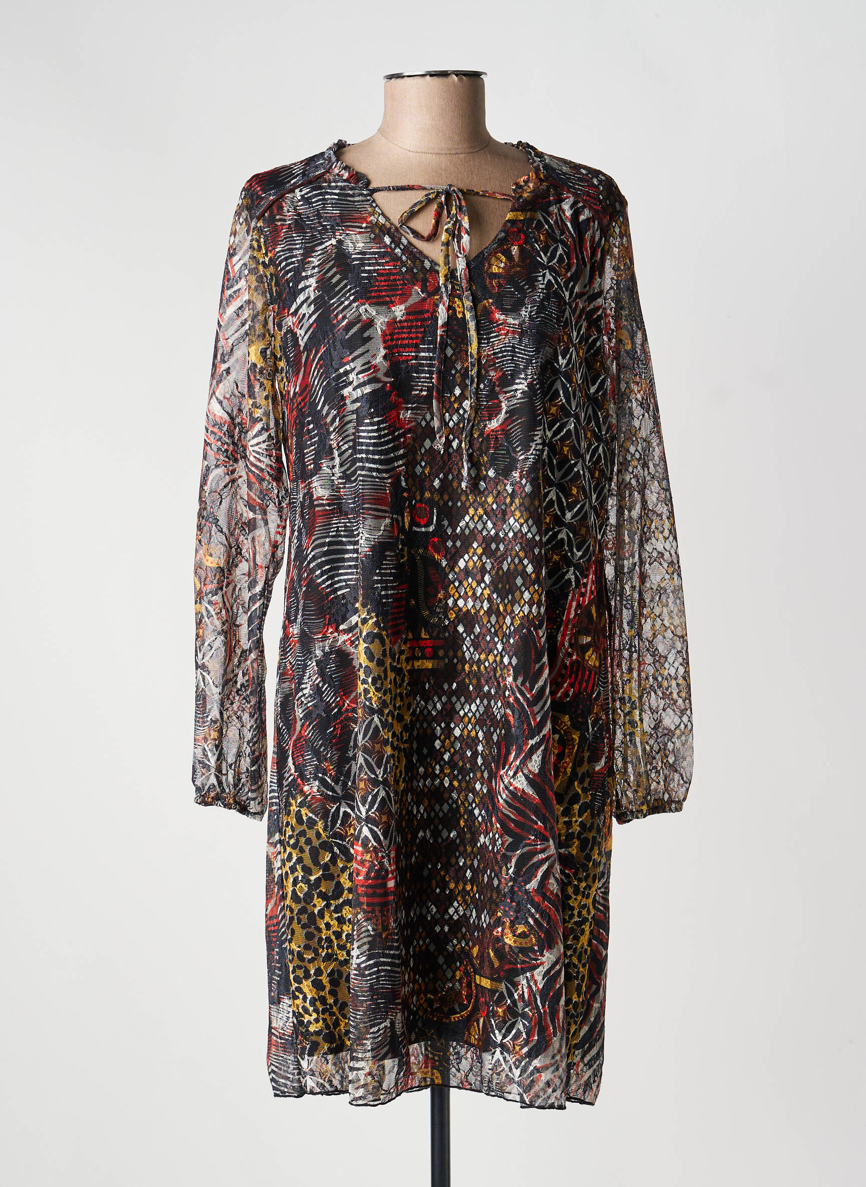 Rochie midi croială fluidă mâneci lungi negru GUY DUBOUIS femeie