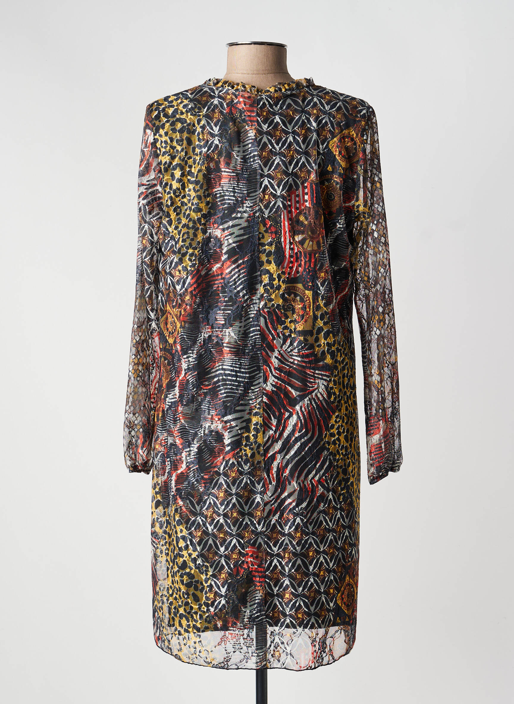 Rochie midi croială fluidă mâneci lungi negru GUY DUBOUIS femeie