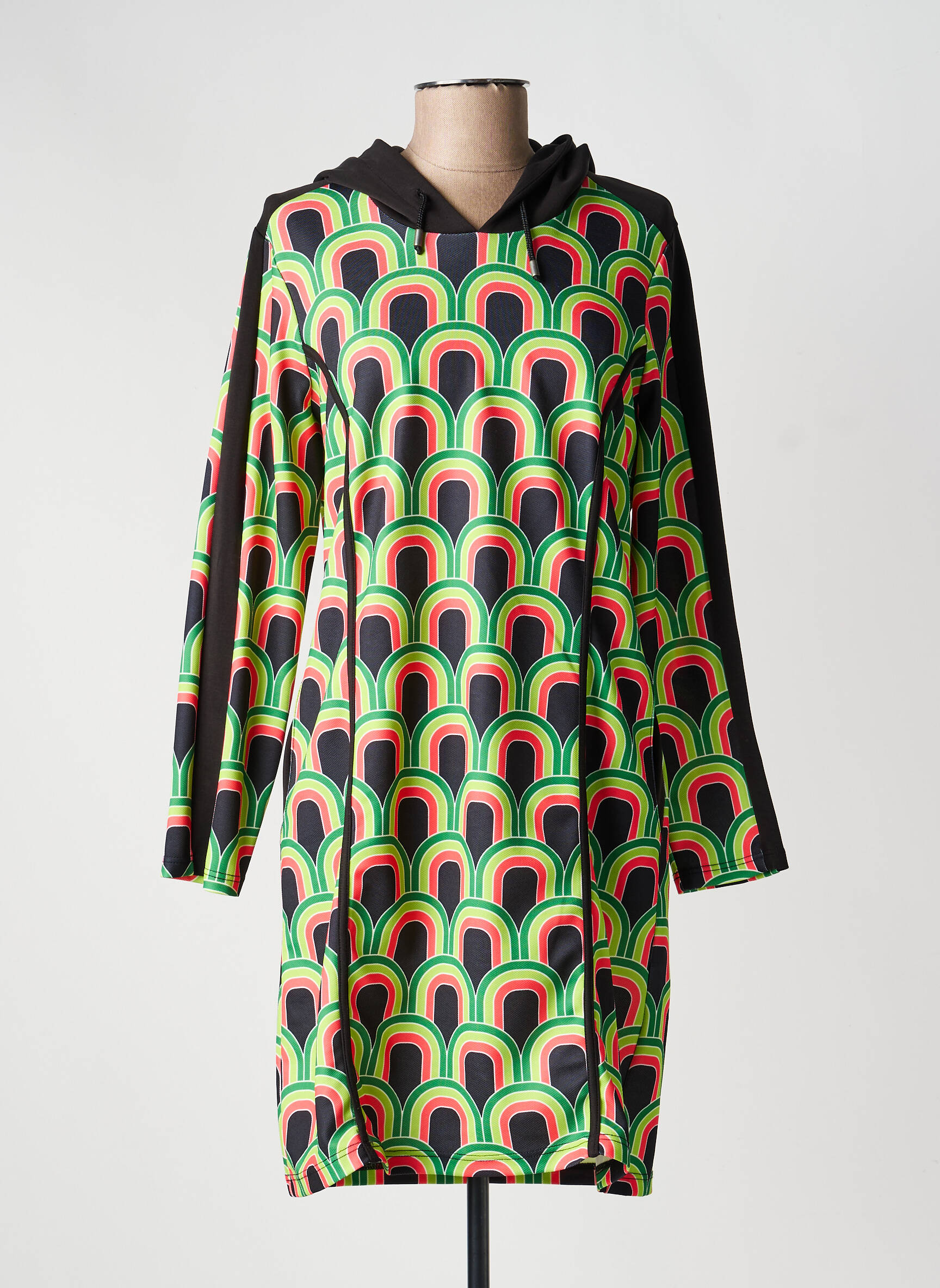 Rochie midi imprimeu fantezie mâneci lungi negru MERI & ESCA femeie