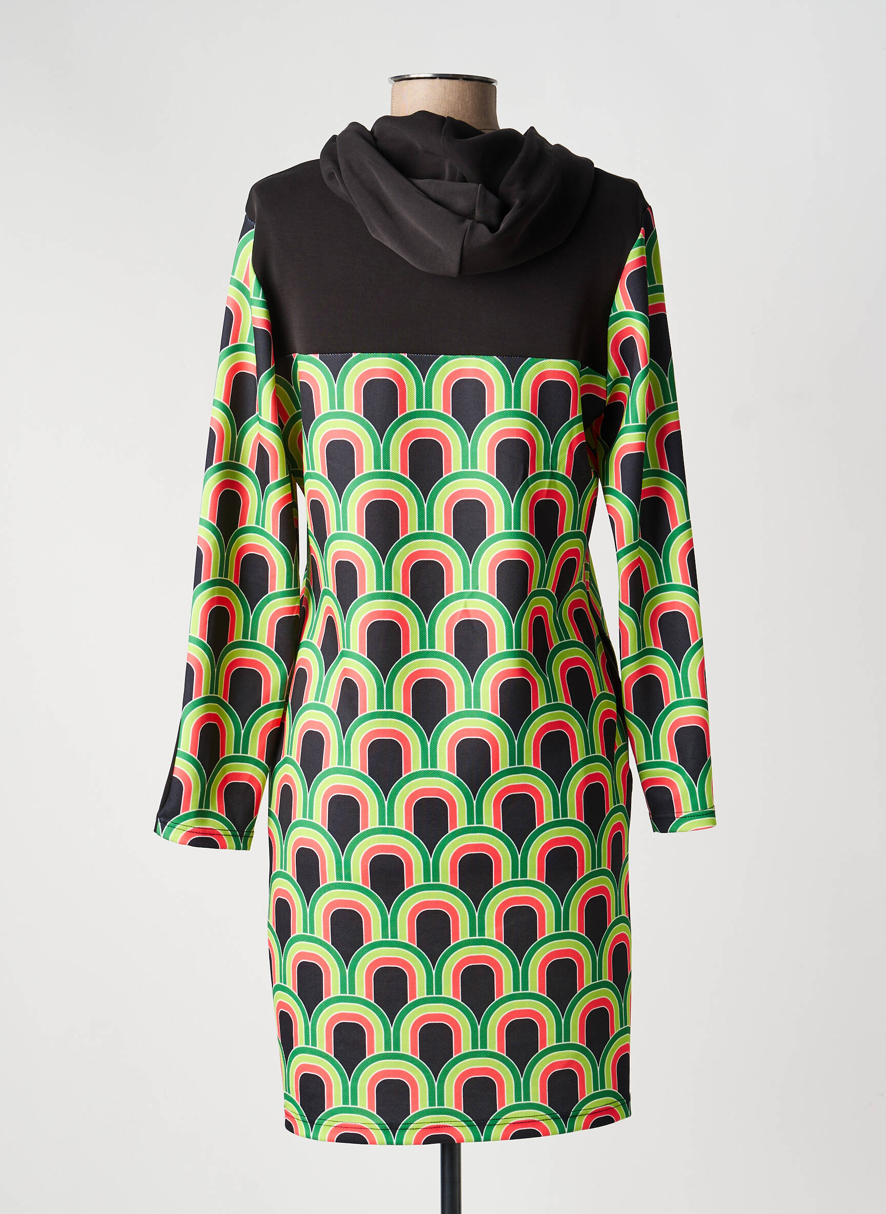 Rochie midi imprimeu fantezie mâneci lungi negru MERI & ESCA femeie