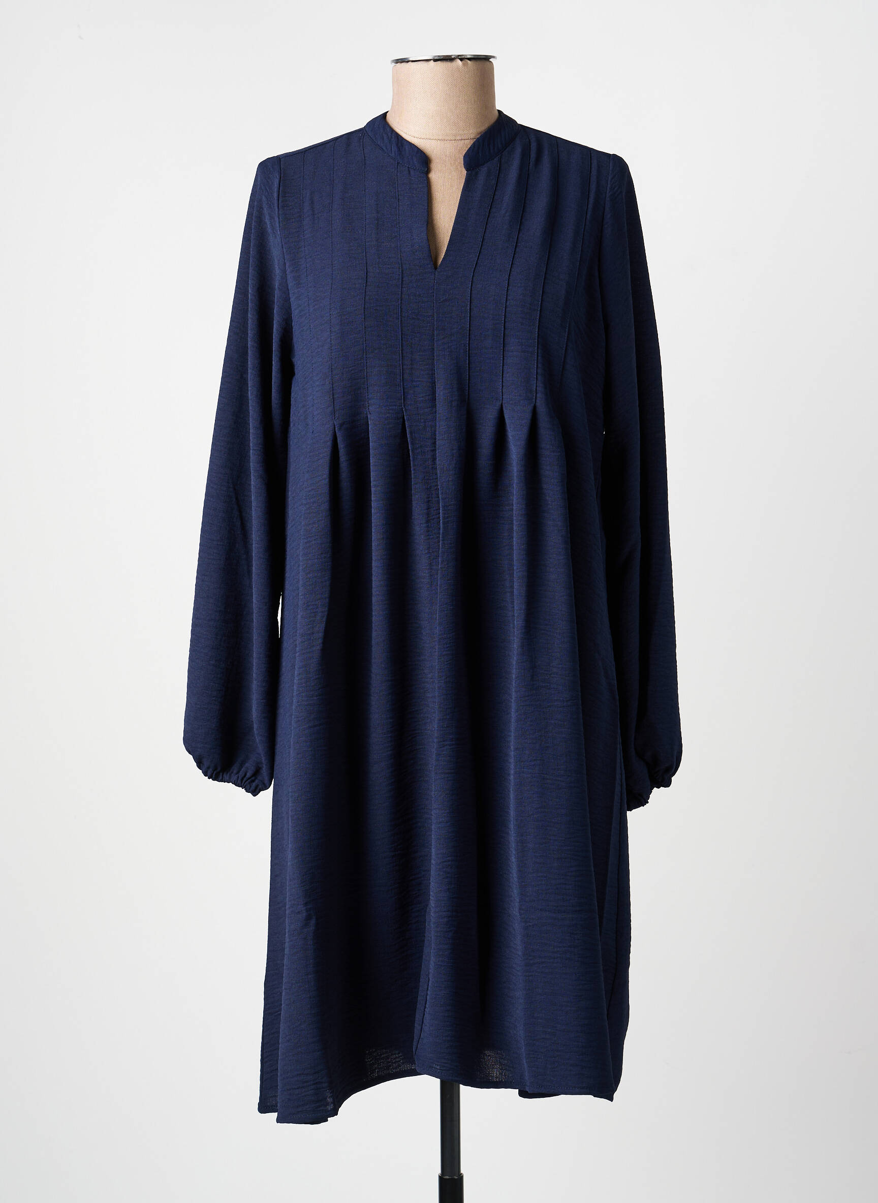 Rochie scurtă croială evazată mâneci lungi albastru JULIE GUERLANDE femeie