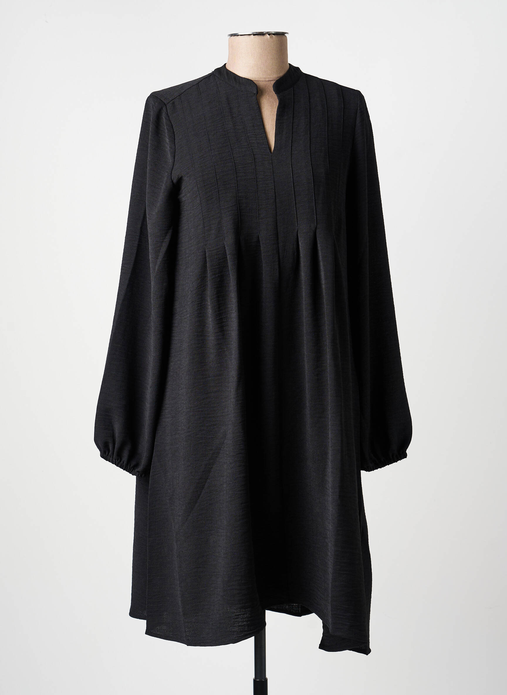 Rochie scurtă croială evazată mâneci lungi negru JULIE GUERLANDE femeie
