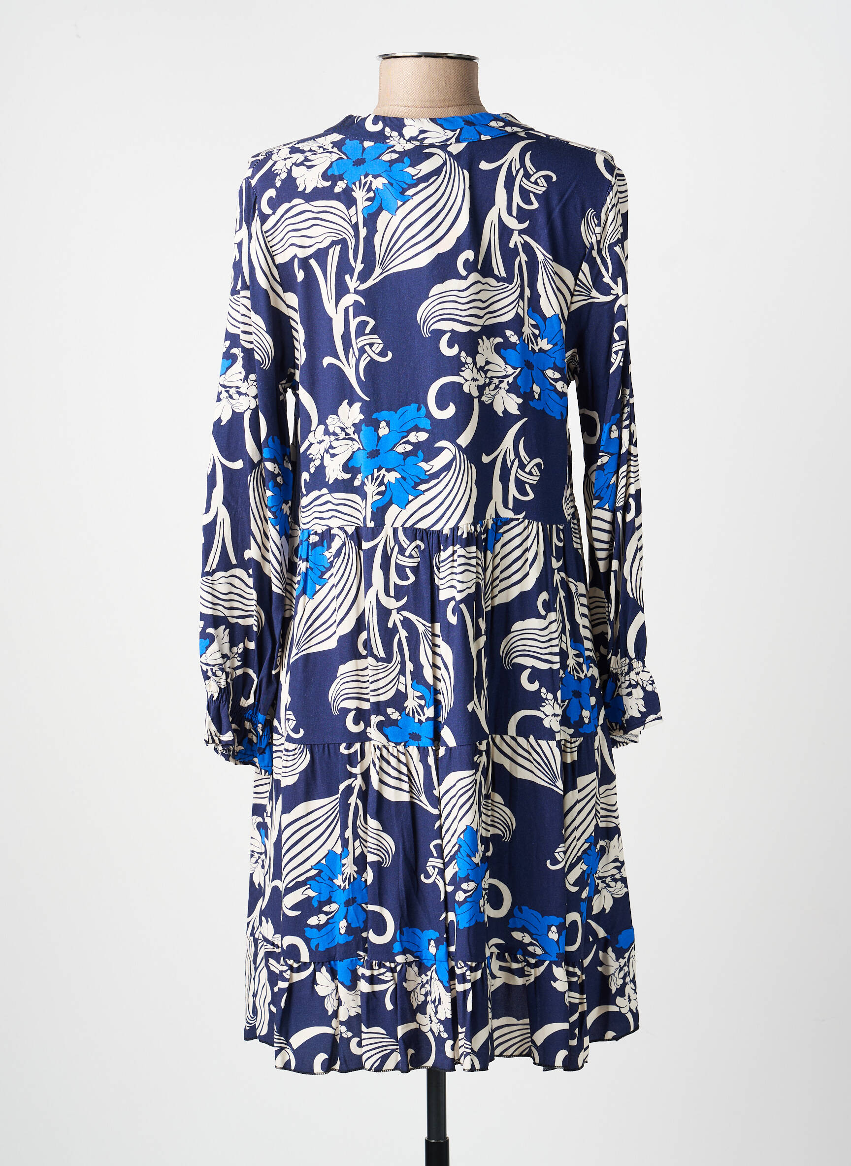 Rochie scurtă mâneci lungi mâneci lungi albastru COULEURS DU TEMPS femeie