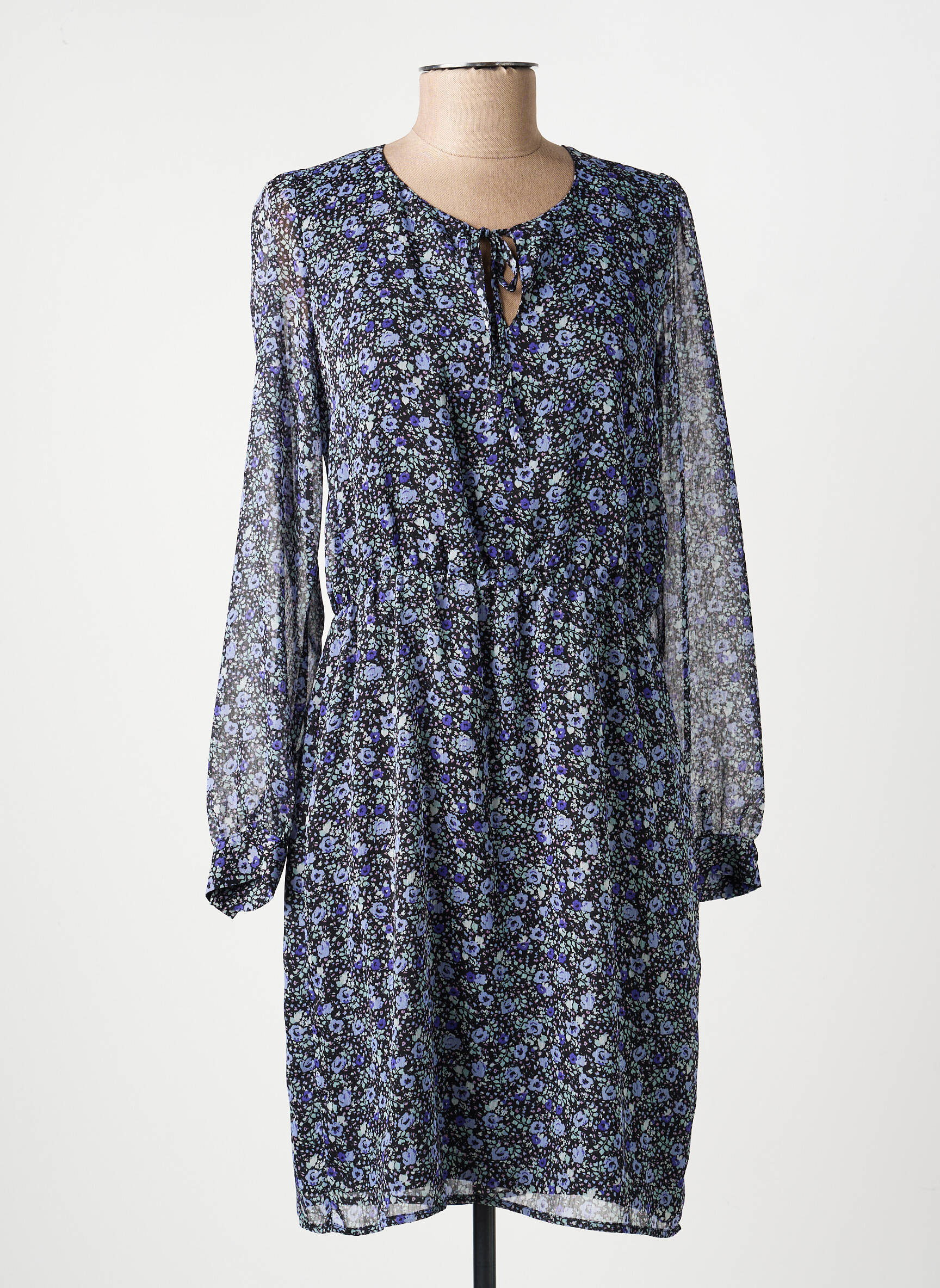 Rochie scurtă croială fluidă mâneci lungi albastru MERI & ESCA femeie