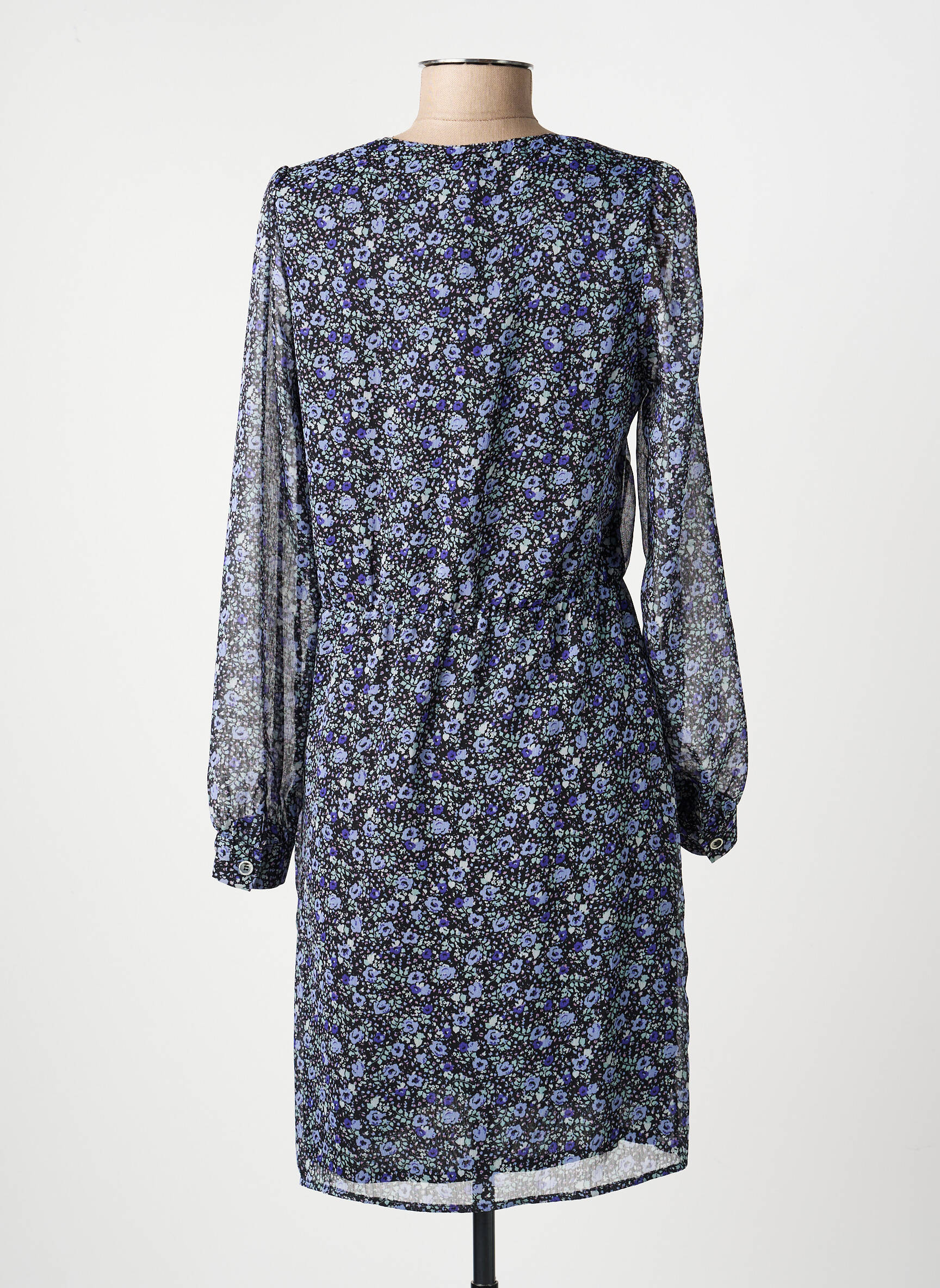Rochie scurtă croială fluidă mâneci lungi albastru MERI & ESCA femeie