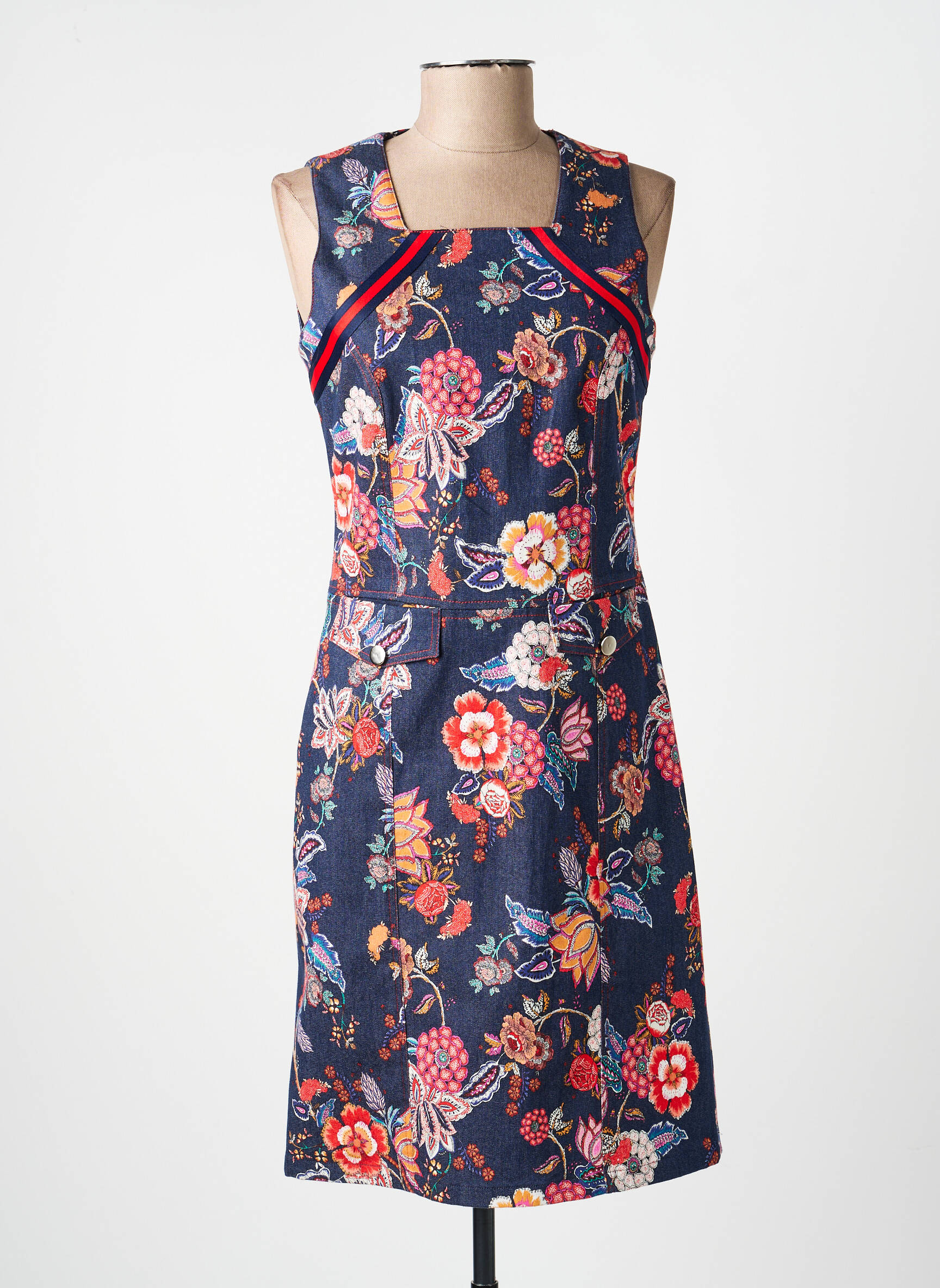 Rochie midi imprimeu fantezie bretele subțiri albastru MERI & ESCA femeie