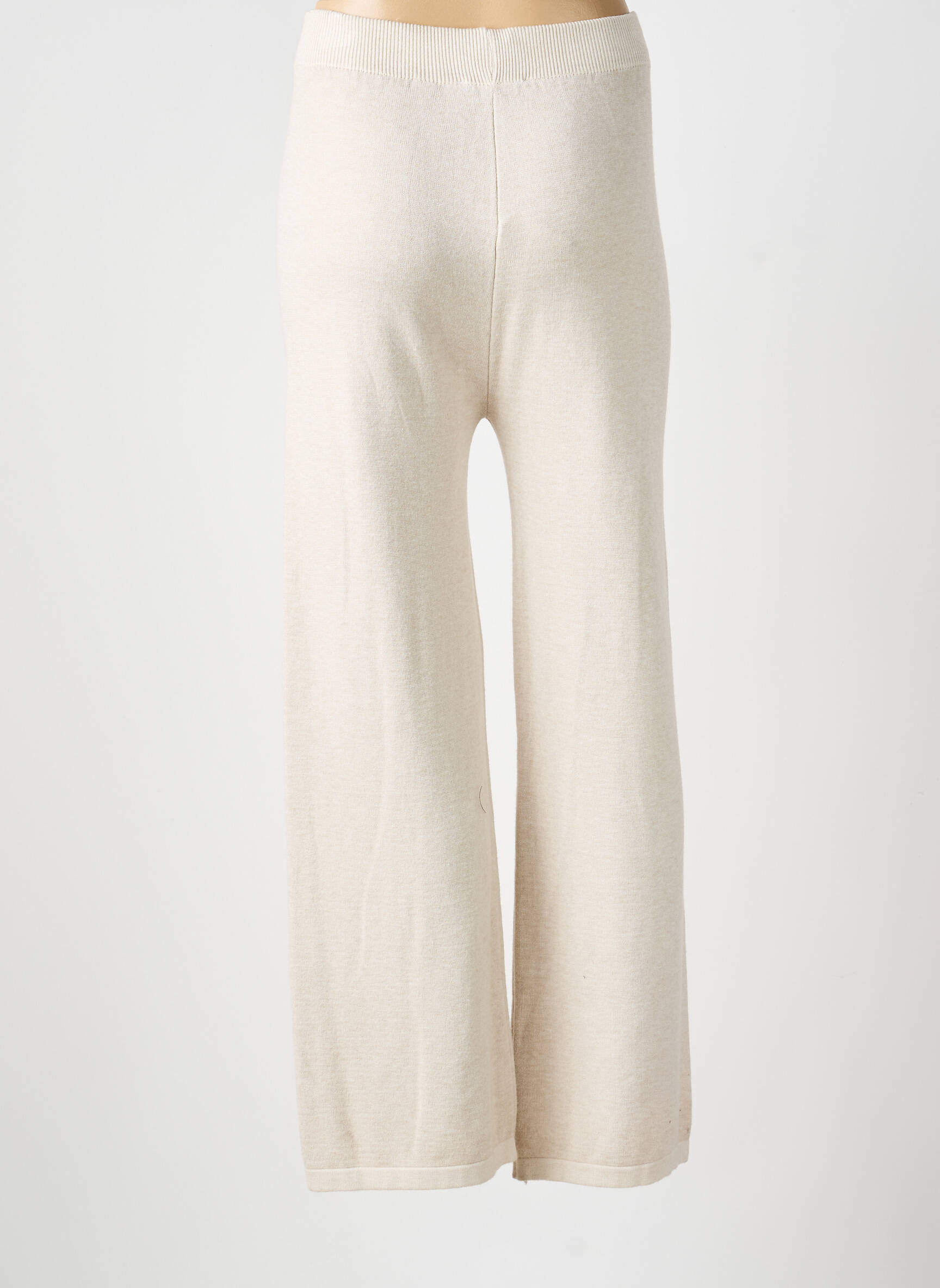 Pantalon drept elasticitate mărime normală bej COULEURS DU TEMPS femeie