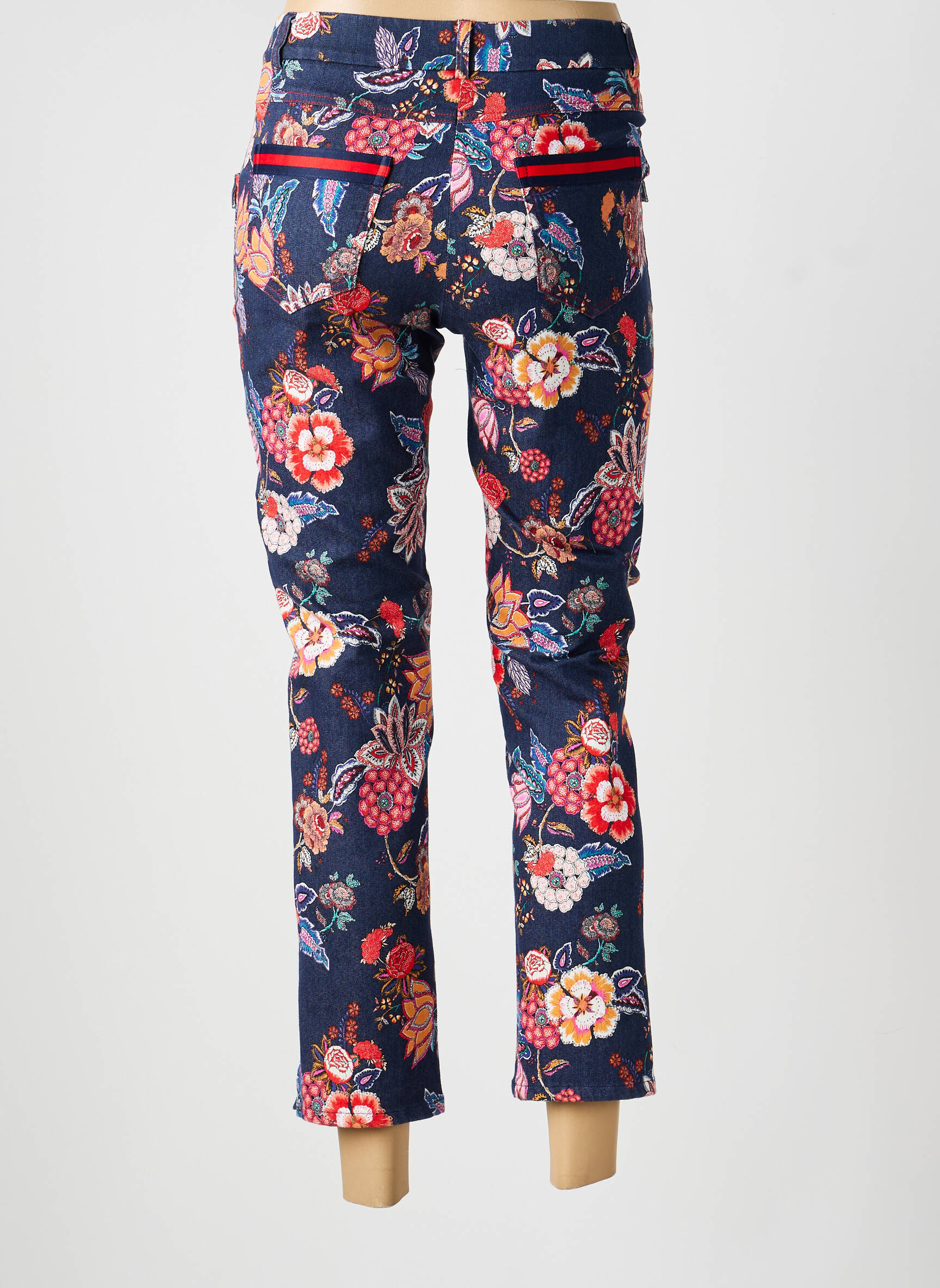 Pantalon 7/8 închidere cu fermoar sub clapetă cu nasturi mărime normală albastru MERI & ESCA femeie