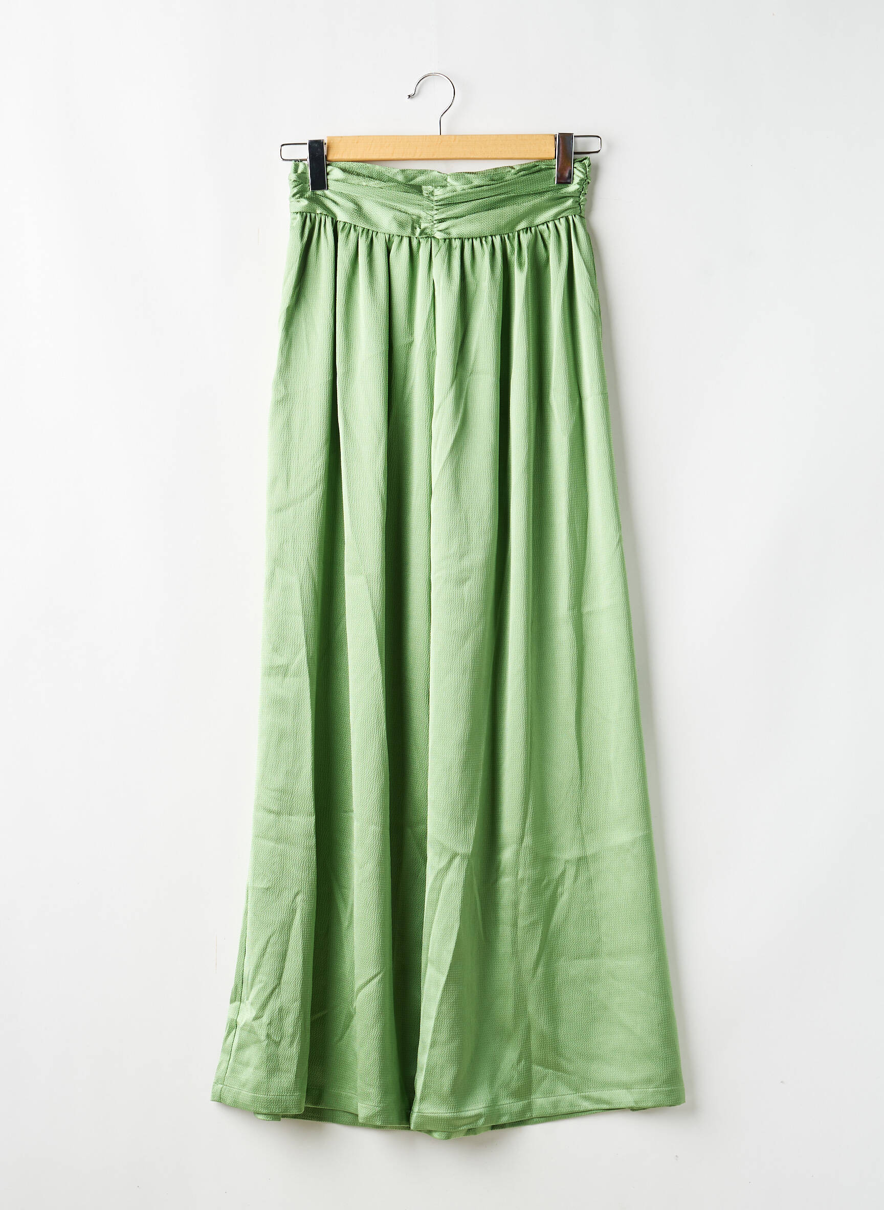 Pantalon larg închidere cu fermoar lateral mărime normală verde MICAS femeie
