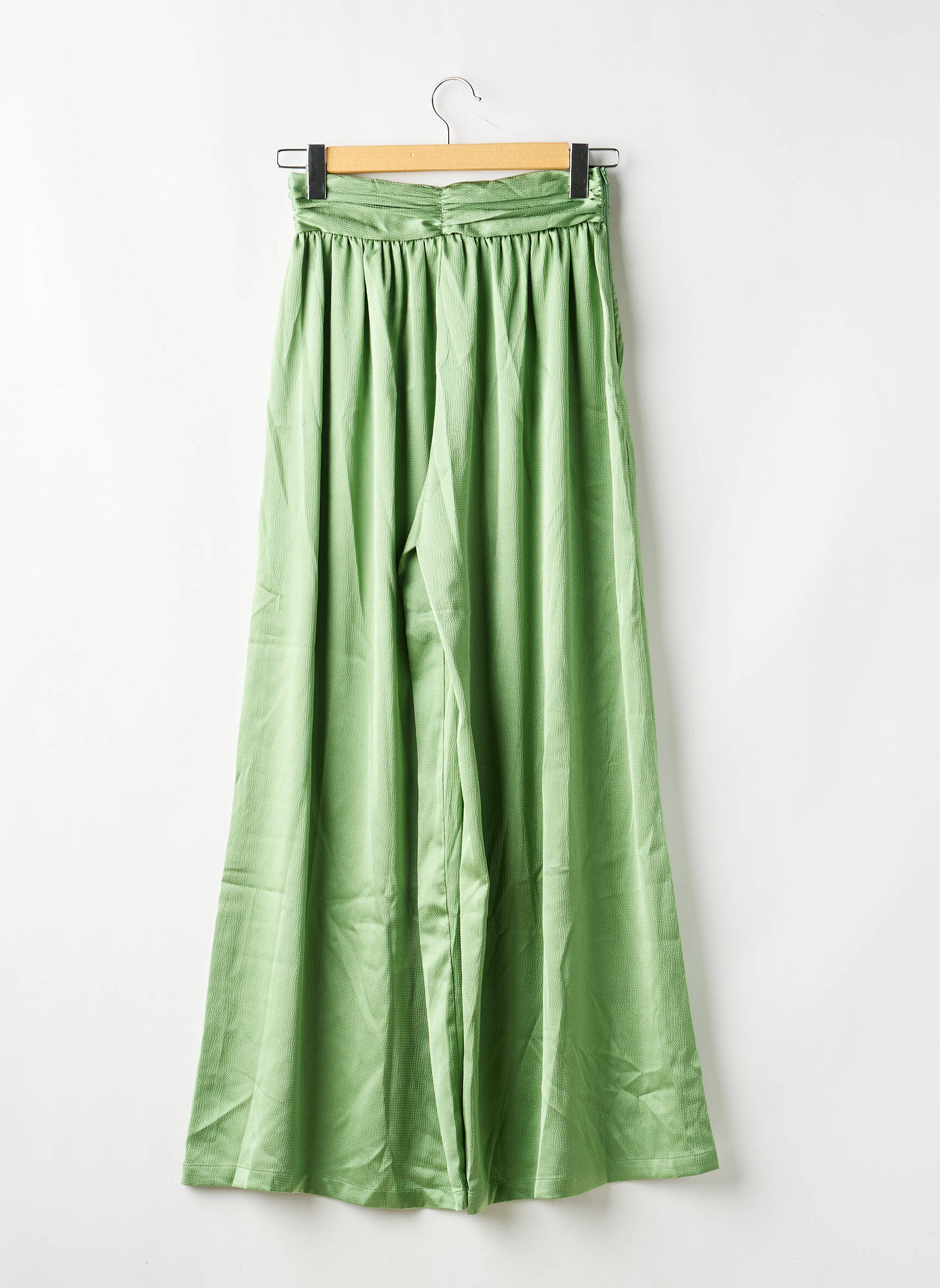 Pantalon larg închidere cu fermoar lateral mărime normală verde MICAS femeie