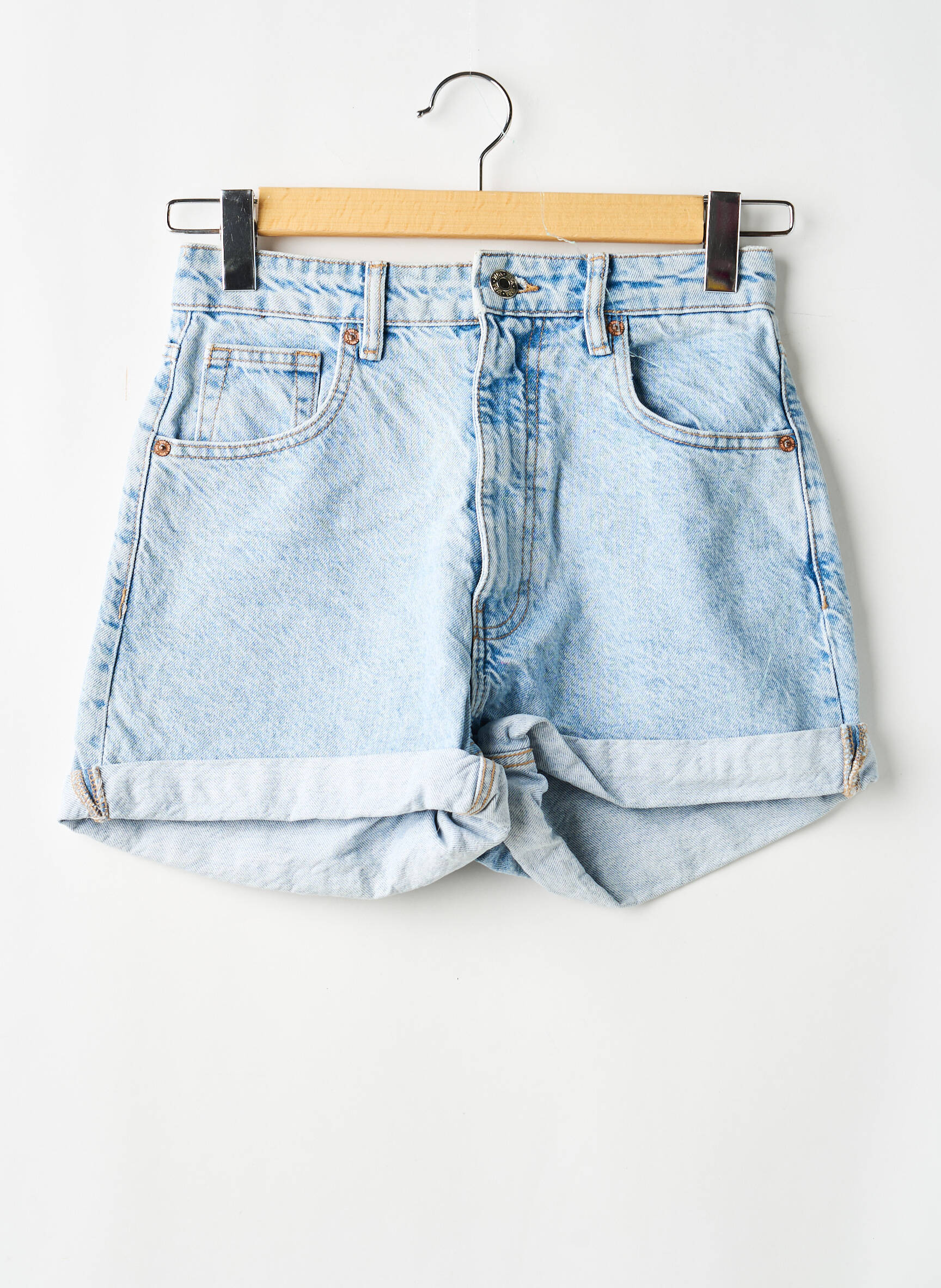 Șort țesătură denim mărime normală albastru ZARA femeie
