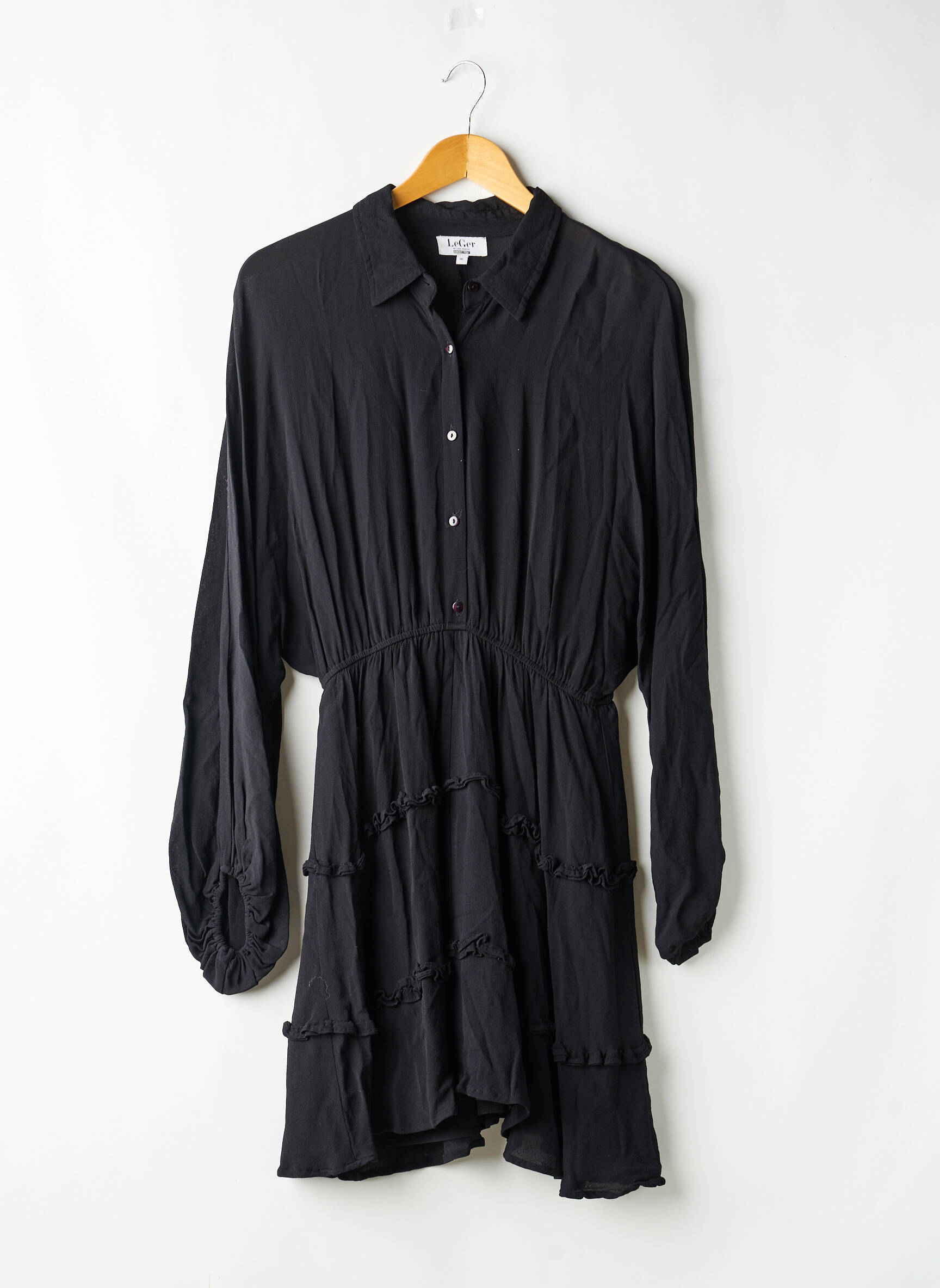Rochie midi croială fluidă mâneci lungi negru LEGER BY LENA GERCKE femeie