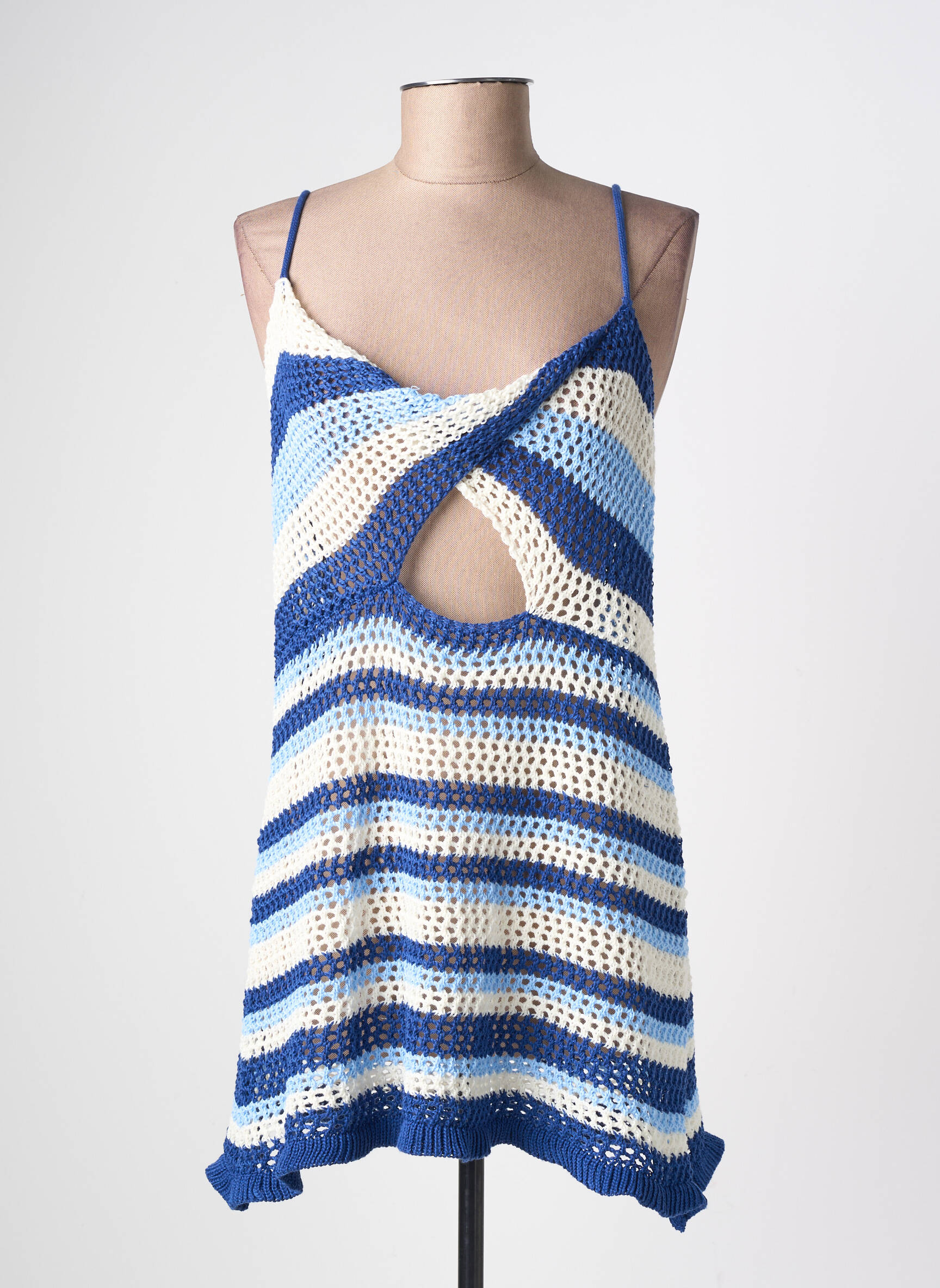 Rochie de plajă croială cambrată albastru SANS MARQUE femeie
