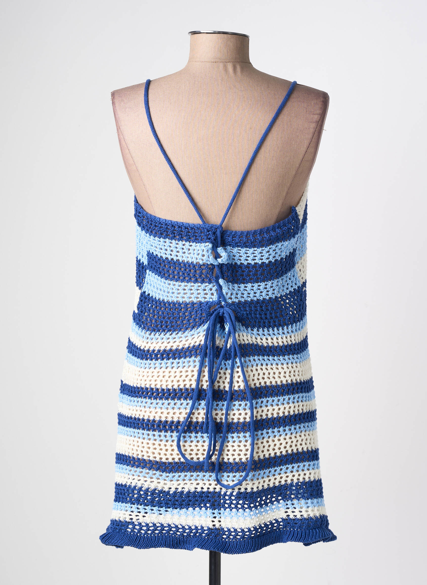 Rochie de plajă croială cambrată albastru SANS MARQUE femeie