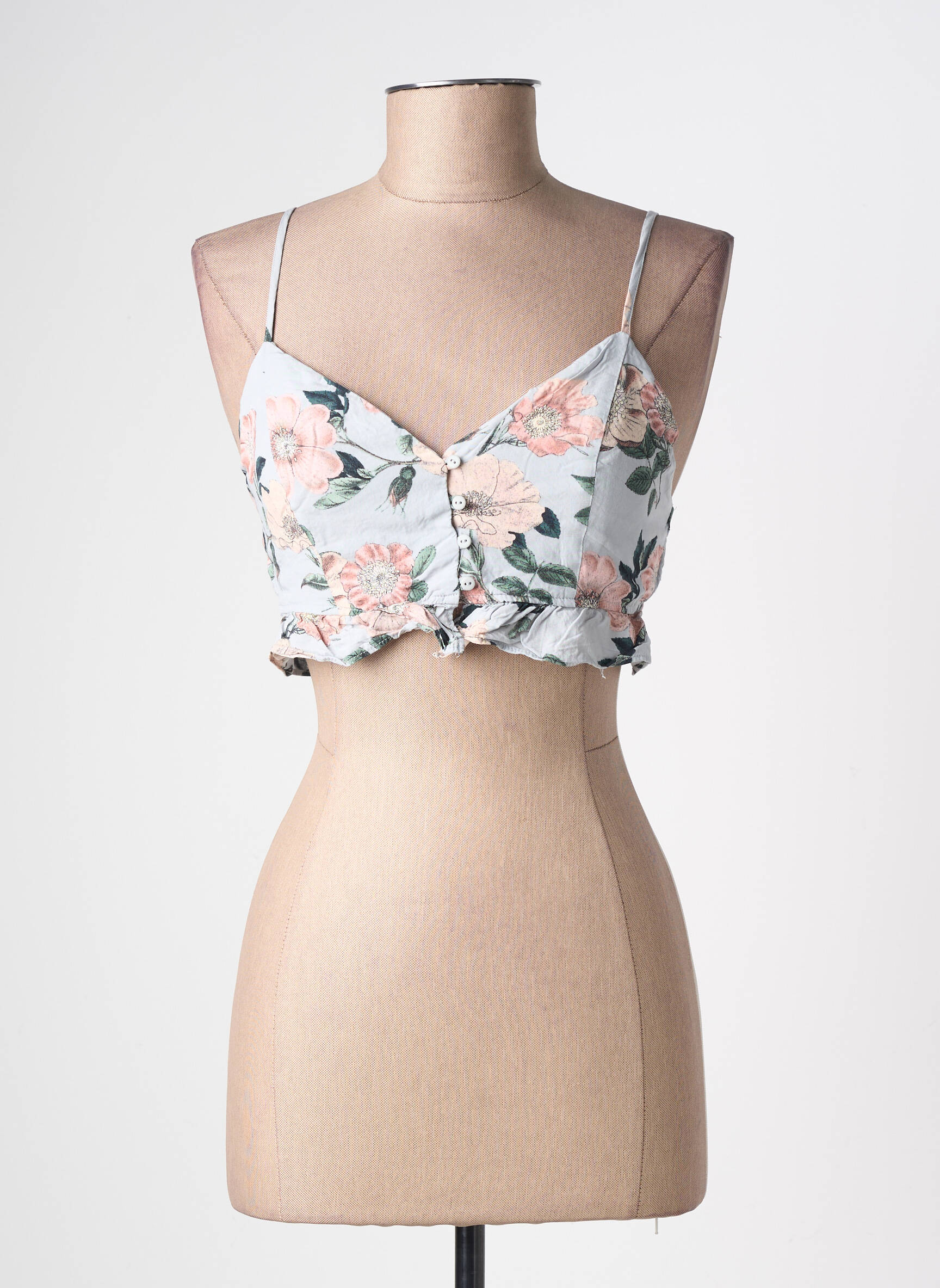 Top mâneci cu bretele ajustabile bretele subțiri albastru PULL & BEAR femeie