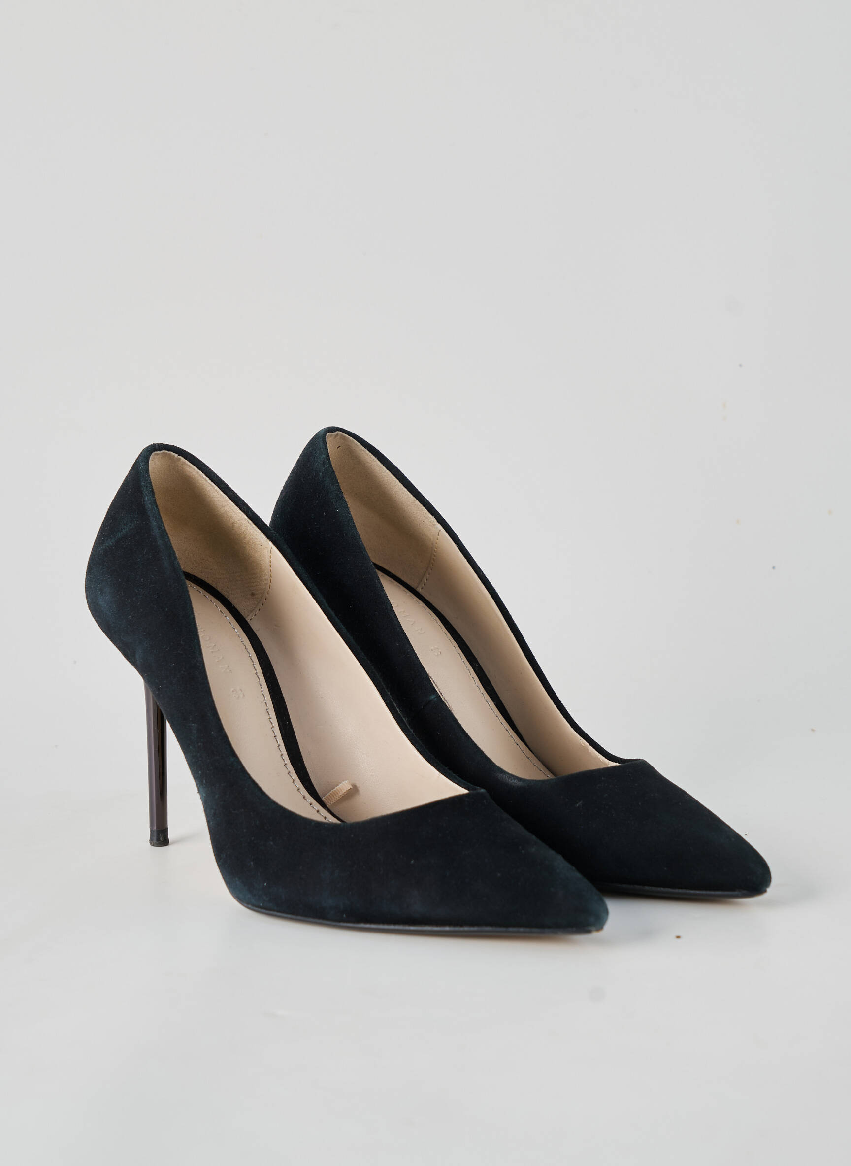 Pantofi cu toc nubuc toc de 7 la 9 cm negru ZARA femeie
