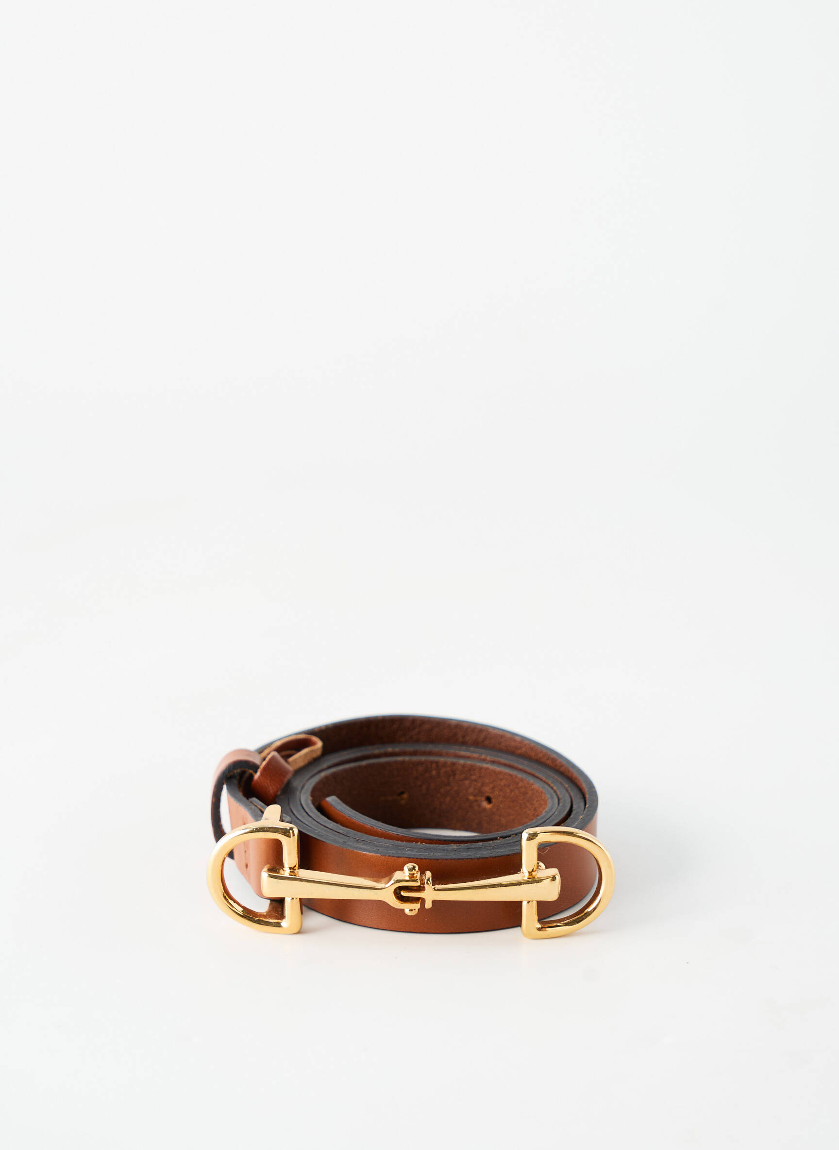 Curea țesătură imitație de piele maro MASSIMO DUTTI femeie