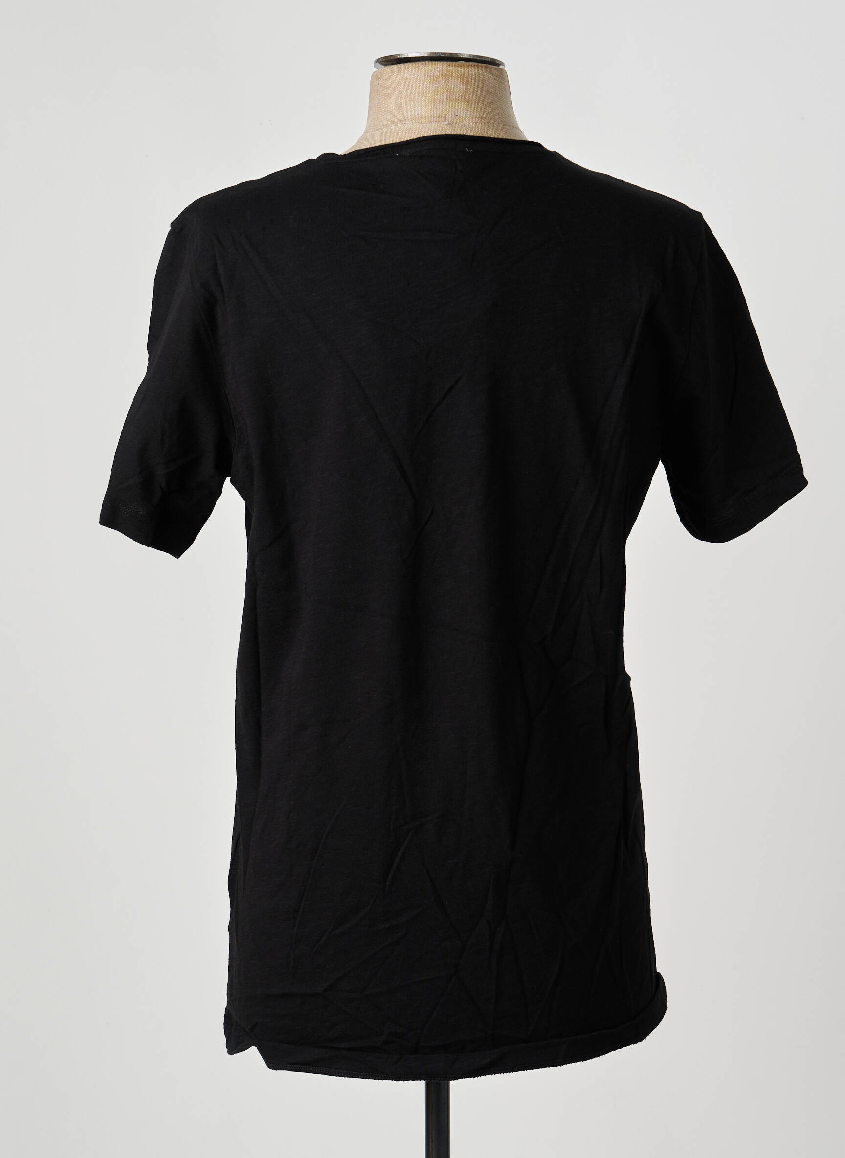 Tricou croială dreaptă mâneci scurte negru PALA1969 bărbat