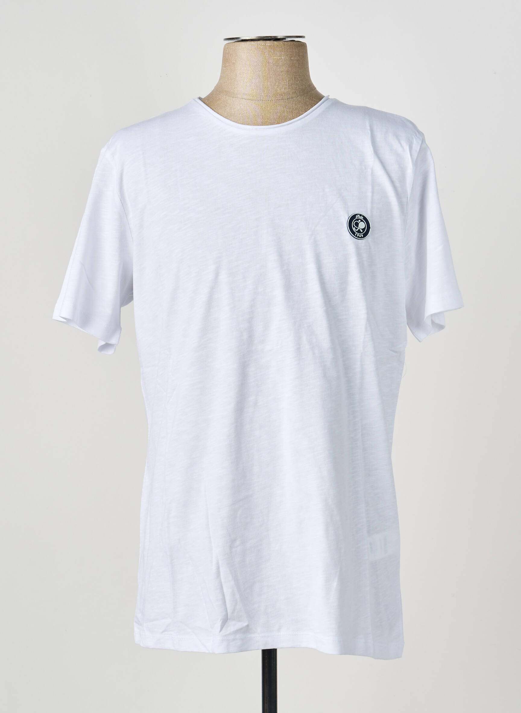 Tricou croială dreaptă mâneci scurte alb PALA1969 bărbat