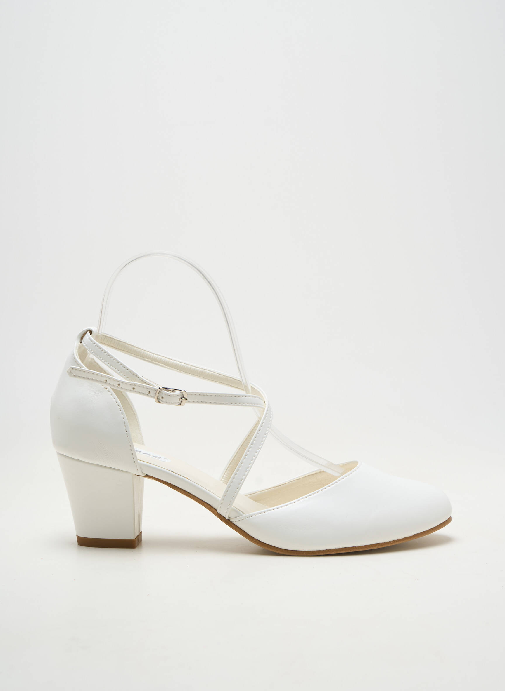 Pantofi cu toc cubanez toc de 4 la 6 cm alb VIVIANE femeie