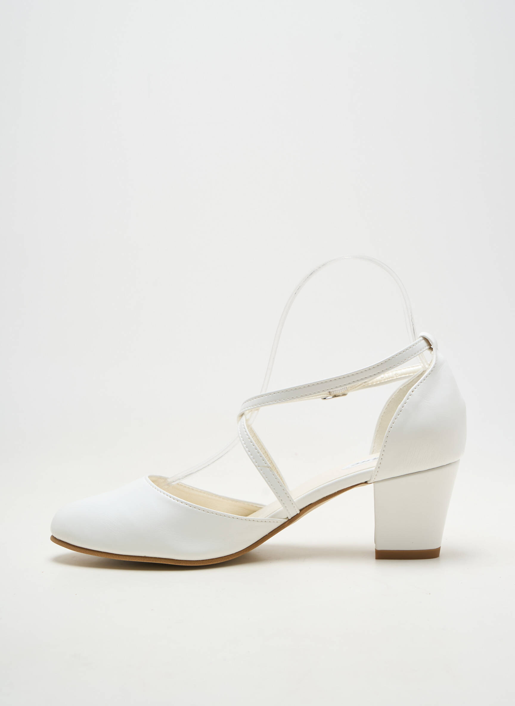 Pantofi cu toc cubanez toc de 4 la 6 cm alb VIVIANE femeie