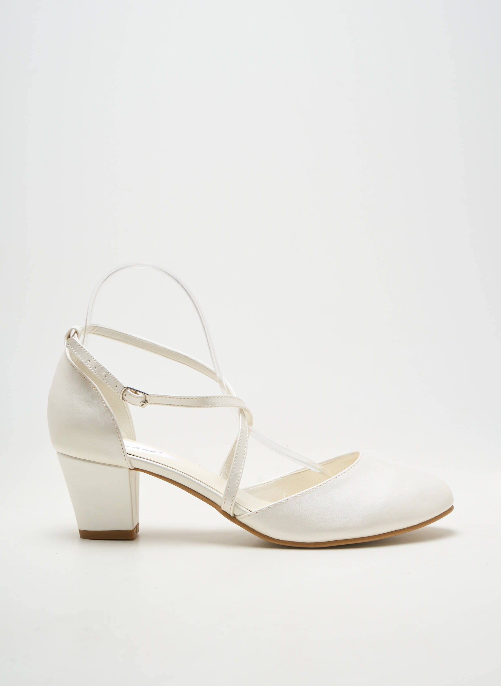 Pantofi cu toc cubanez toc de 4 la 6 cm alb VIVIANE femeie