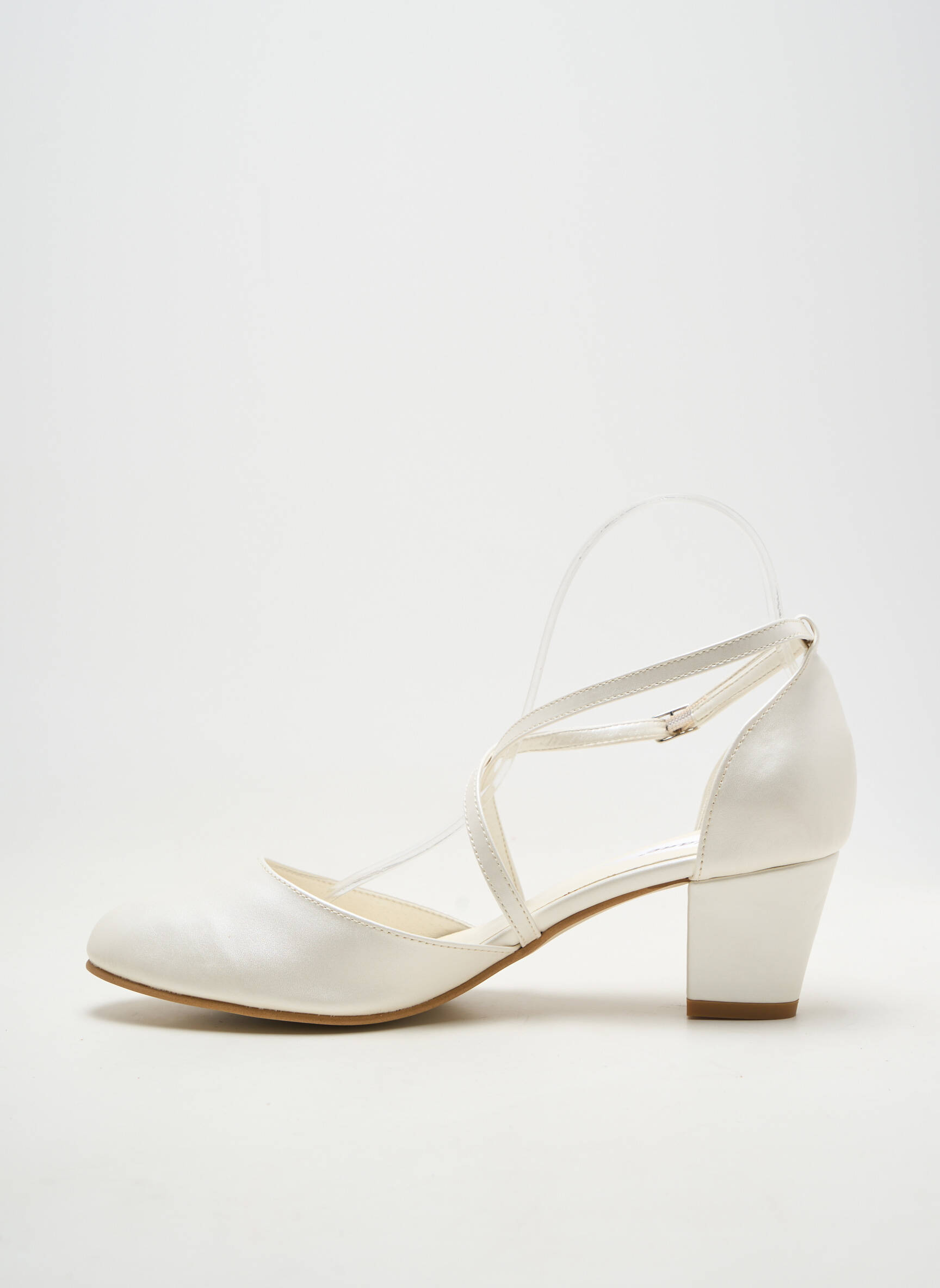 Pantofi cu toc cubanez toc de 4 la 6 cm alb VIVIANE femeie