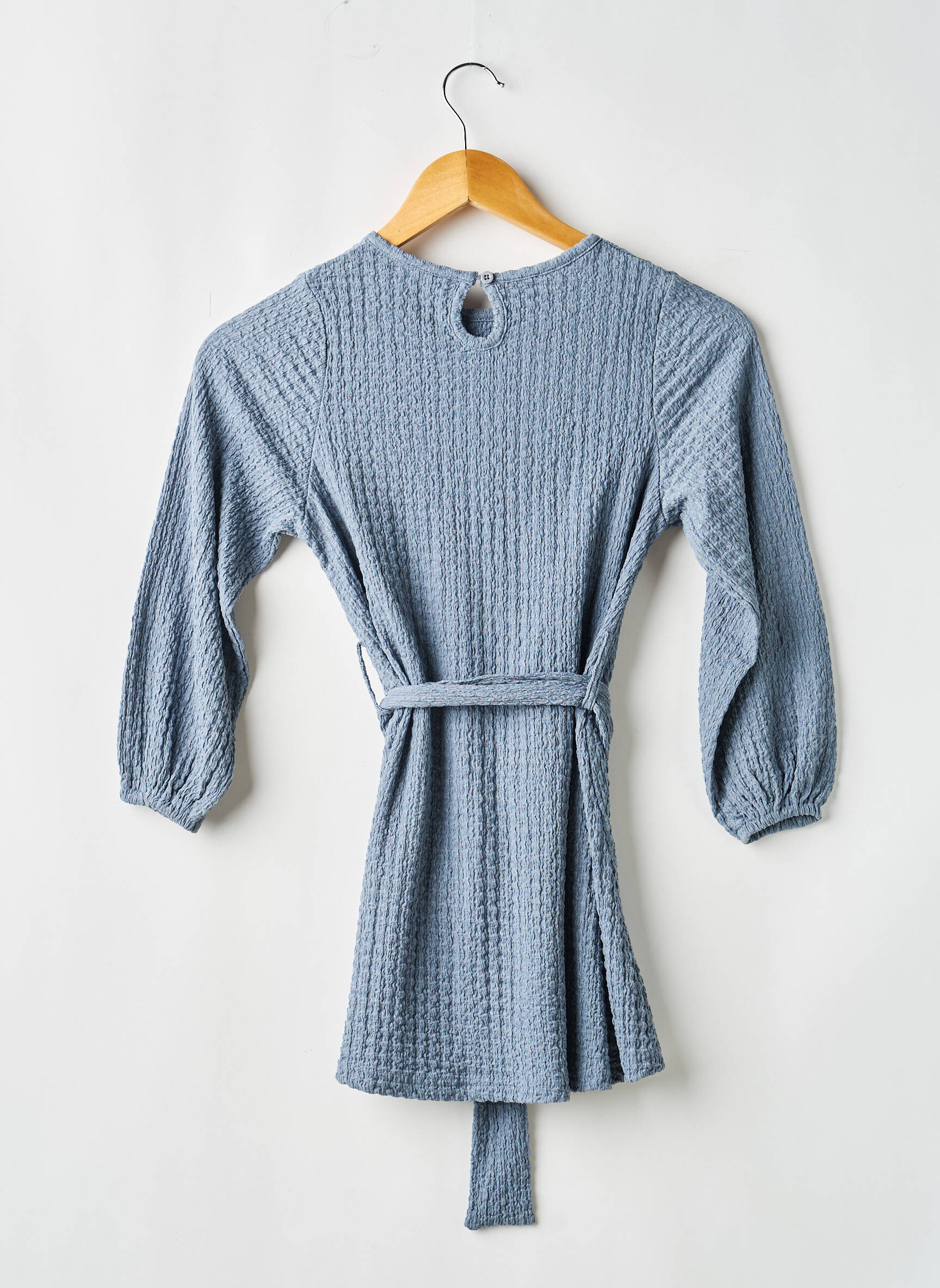 Rochie midi guler rotund mâneci lungi albastru LEVV LABEL fată