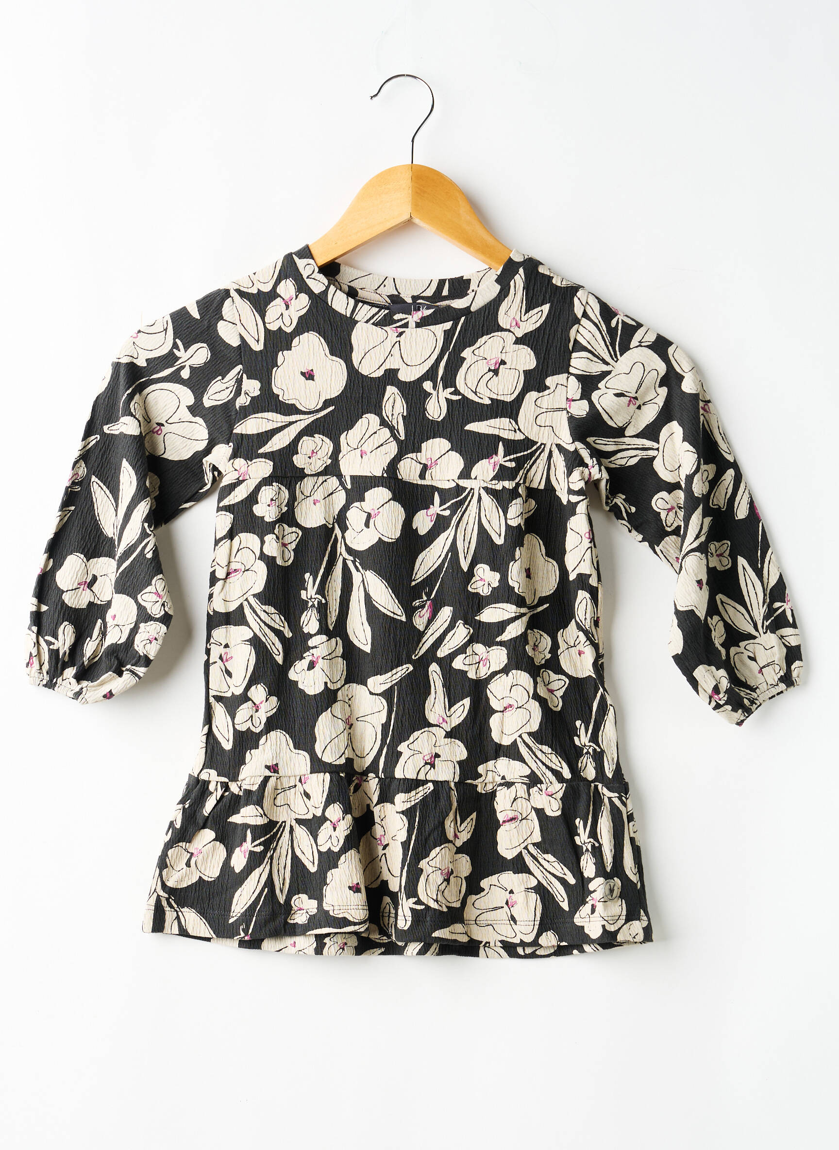 Rochie midi guler rotund mâneci lungi negru LEVV LABEL fată